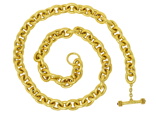 Elizabeth Locke Ruby 19 Karat Gold Hammered Curb Link Chain Collar NecklaceNecklace - Wilson's Estate Jewelry