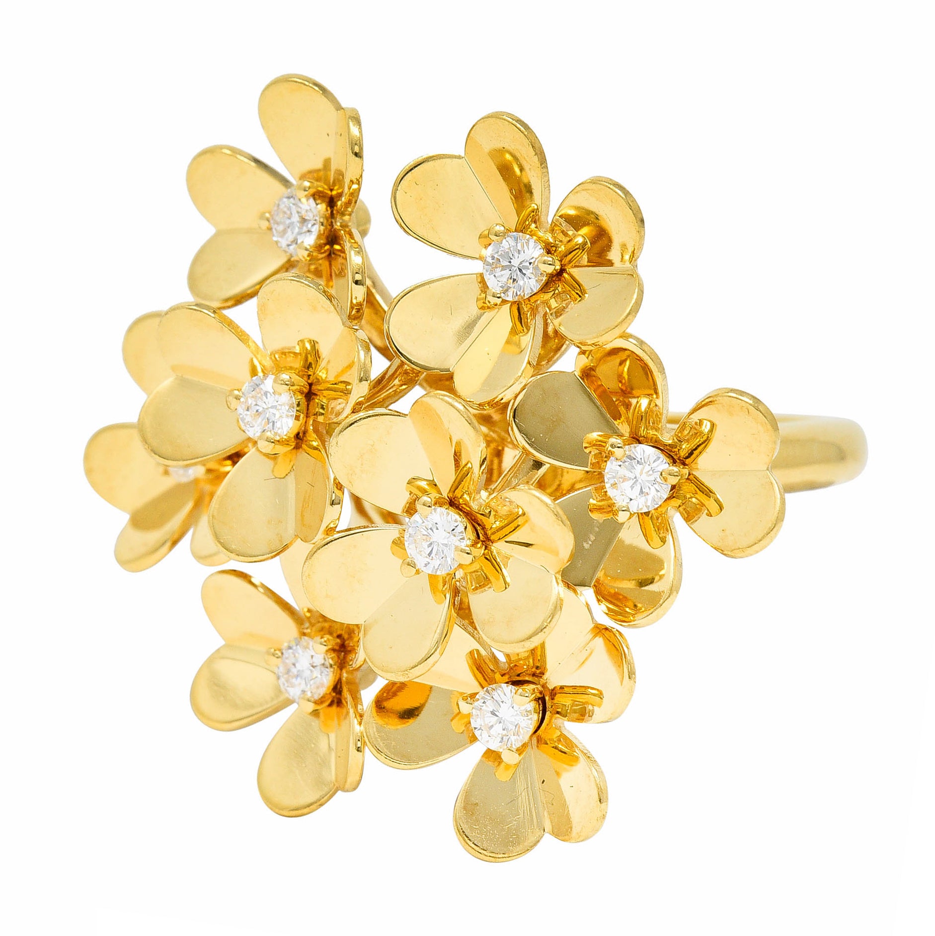 Van Cleef & Arpels Diamond 18 Karat Gold French 8 Flower Frivole Cluster RingRing - Wilson's Estate Jewelry