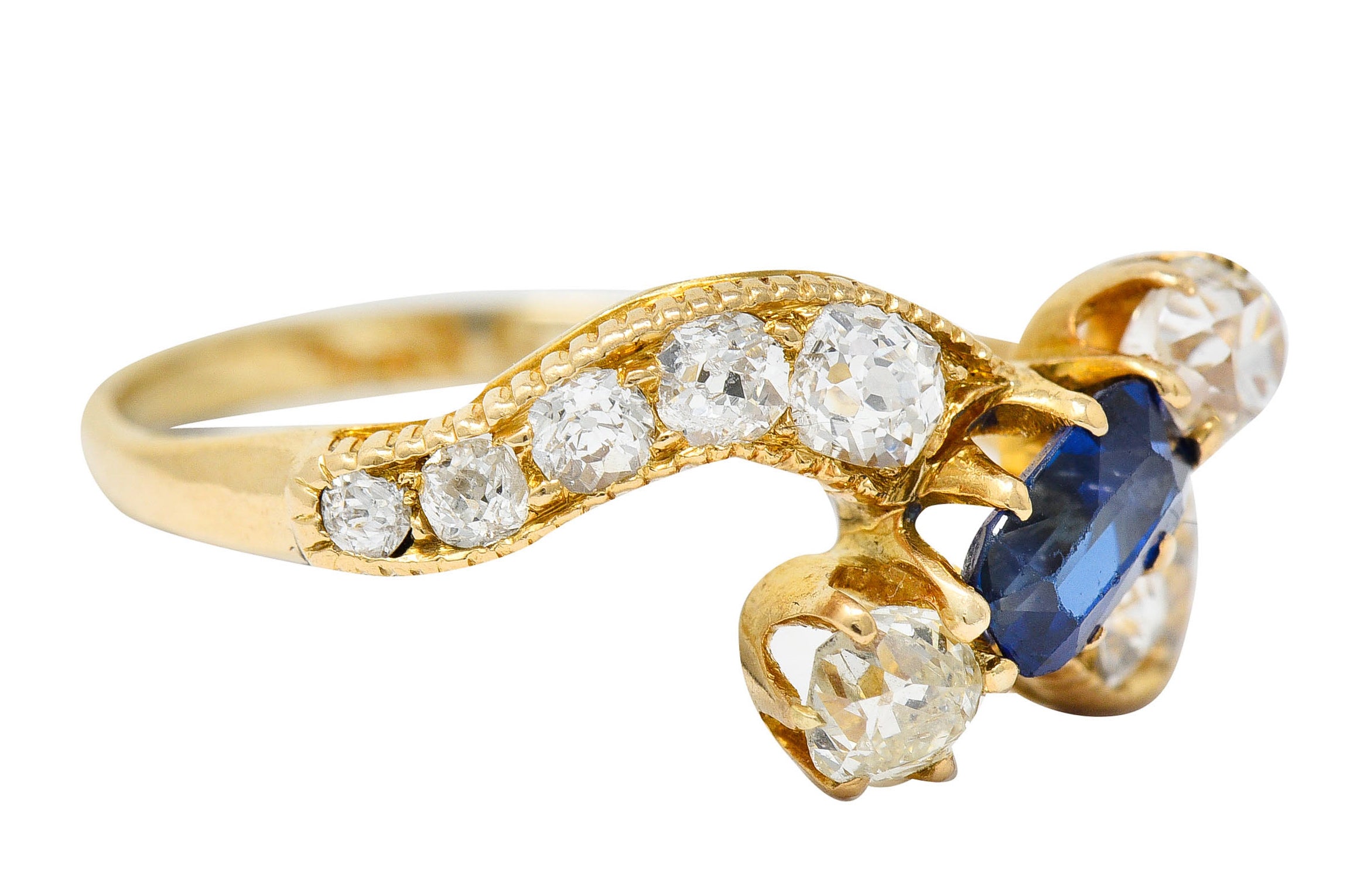 Schumann 1.45 CTW Sapphire Diamond 14 Karat Gold Bypass RingRing - Wilson's Estate Jewelry