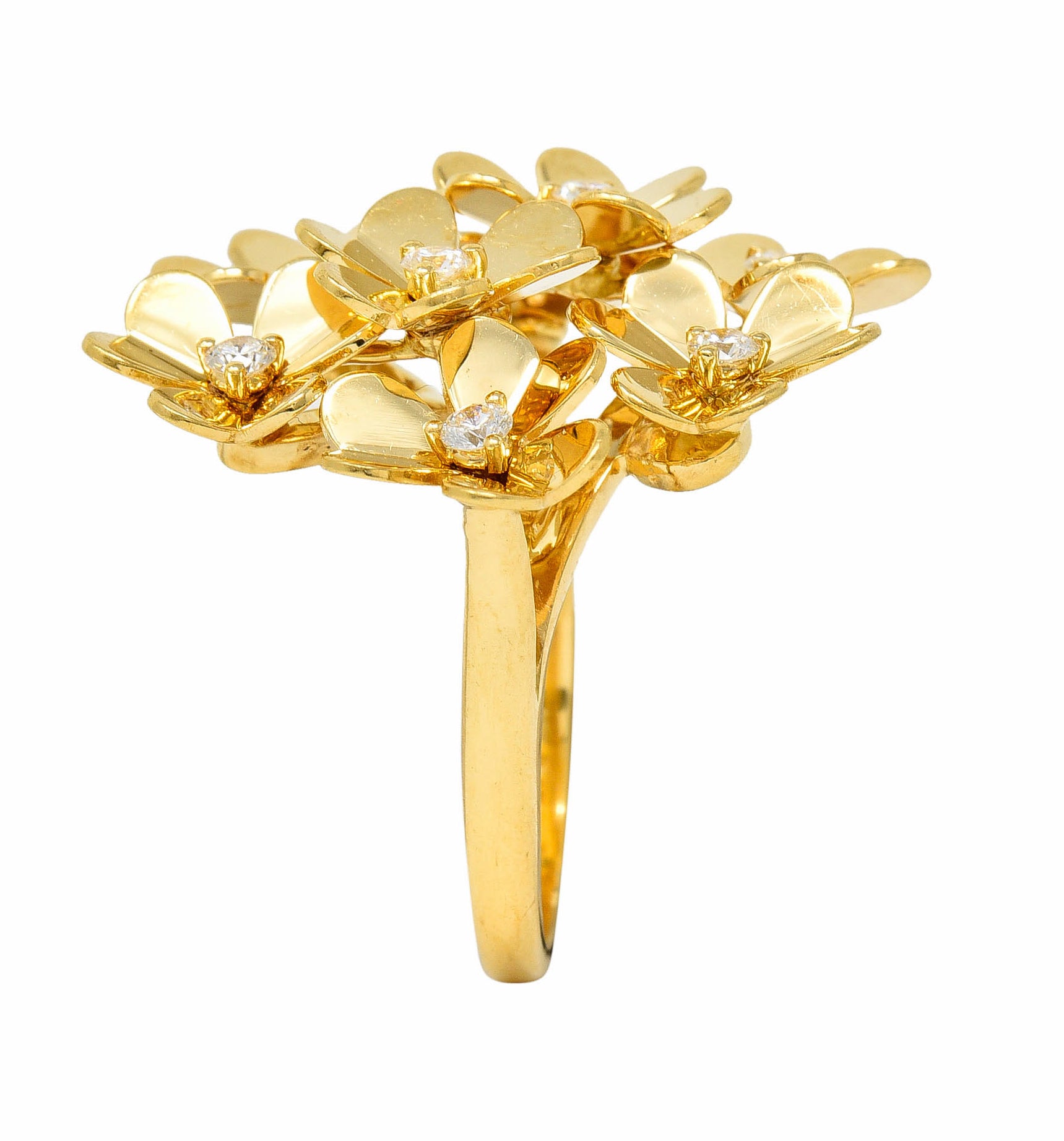 Van Cleef & Arpels Diamond 18 Karat Gold French 8 Flower Frivole Cluster RingRing - Wilson's Estate Jewelry