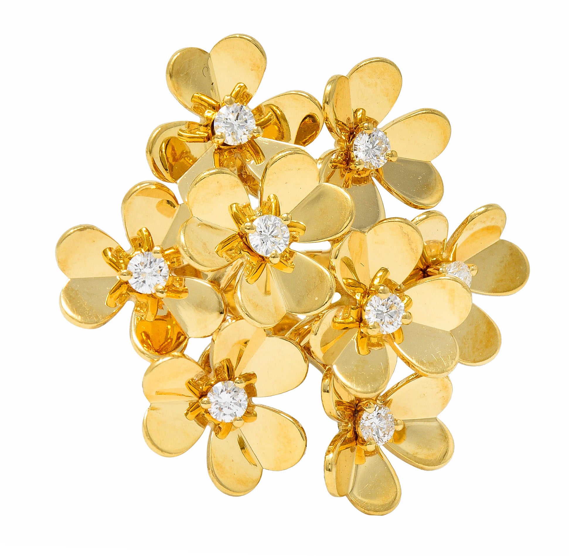 Van Cleef & Arpels Diamond 18 Karat Gold French 8 Flower Frivole Cluster RingRing - Wilson's Estate Jewelry