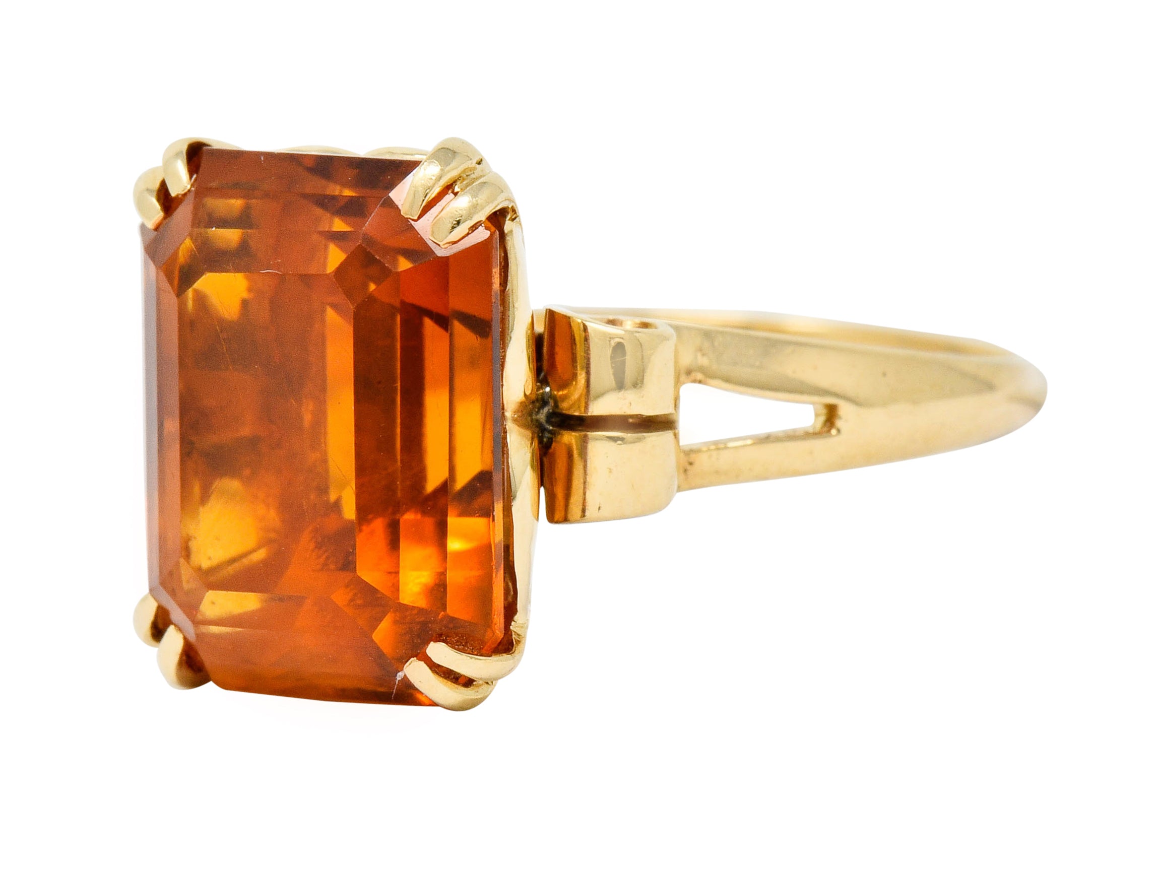 Tiffany & Co. Retro 7.25 CTW Citrine 18 Karat Gold Statement Ring Wilson's Estate Jewelry