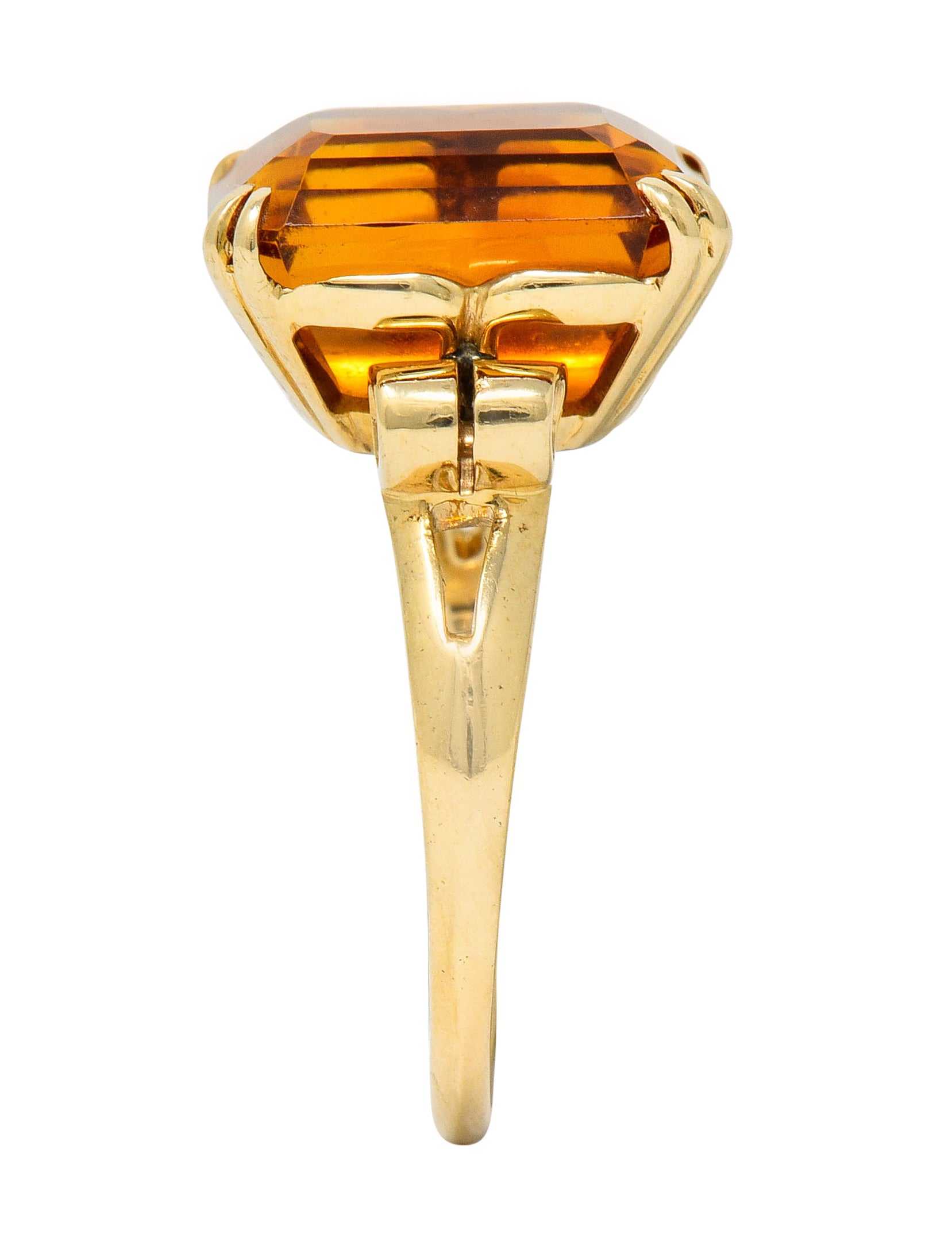 Tiffany & Co. Retro 7.25 CTW Citrine 18 Karat Gold Statement Ring Wilson's Estate Jewelry