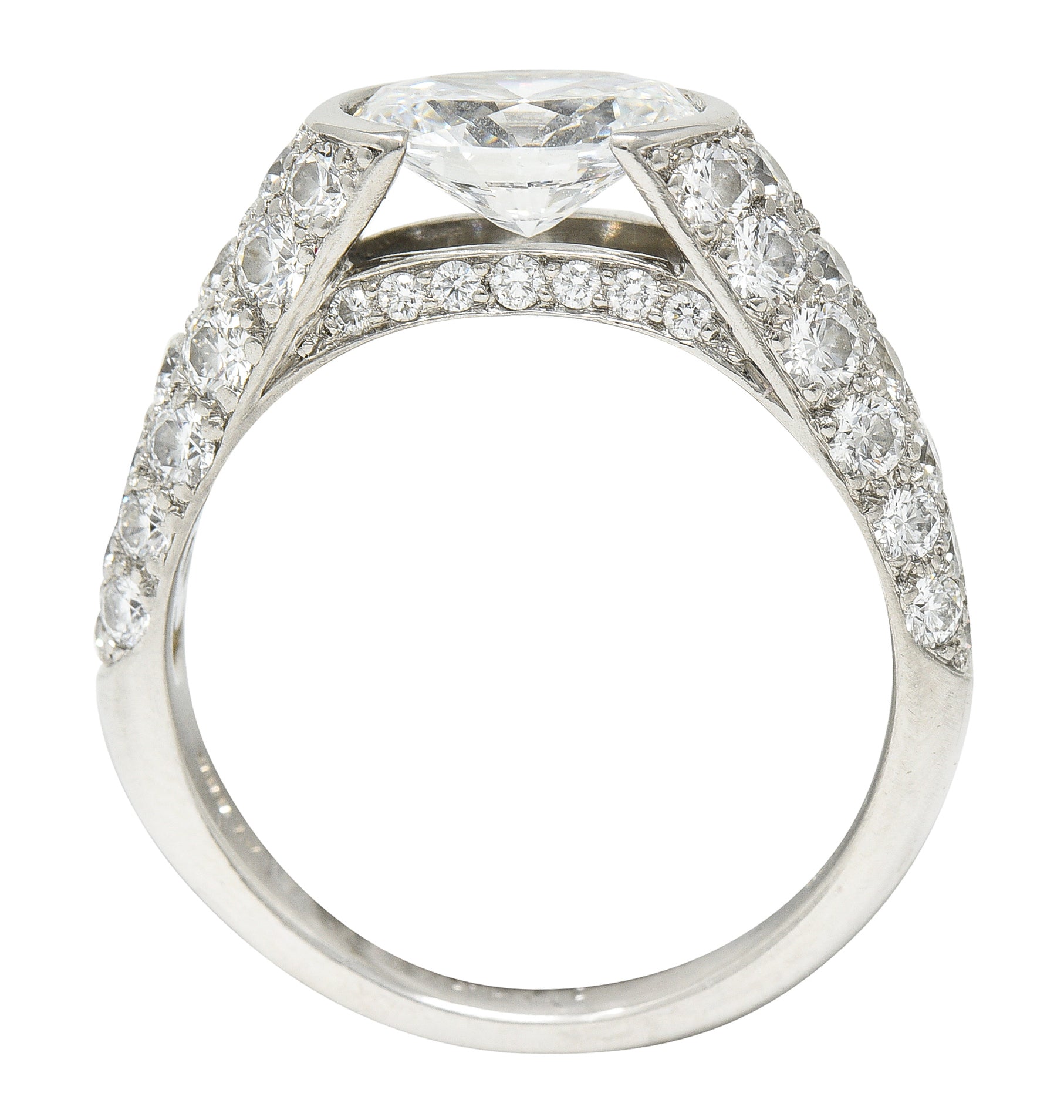 Tiffany & Co. 3.44 CTW Oval Diamond Platinum Contemporary Etoile Pavè Engagement Ring GIA Wilson's Estate Jewelry