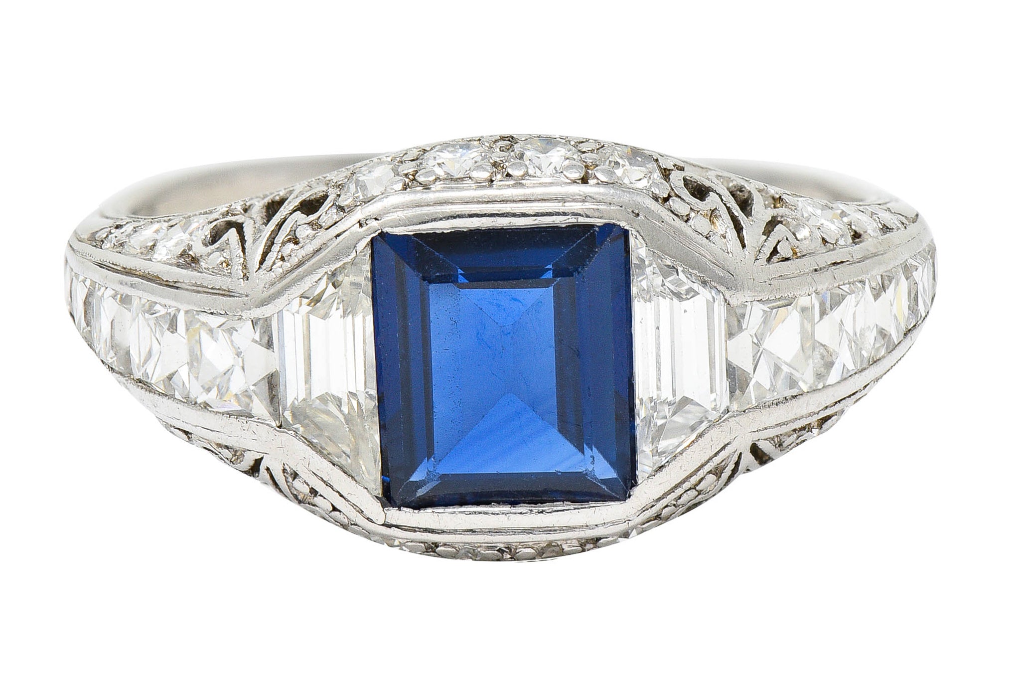 Art Deco Tiffany & Co. Sapphire Diamond Platinum Dinner RingRing - Wilson's Estate Jewelry