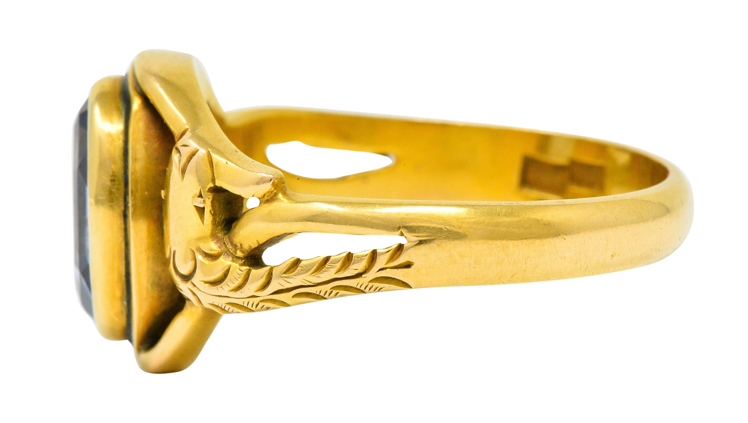 Art Nouveau No Heat Ceylon Sapphire 14 Karat Gold Snake Ring AGLRing - Wilson's Estate Jewelry