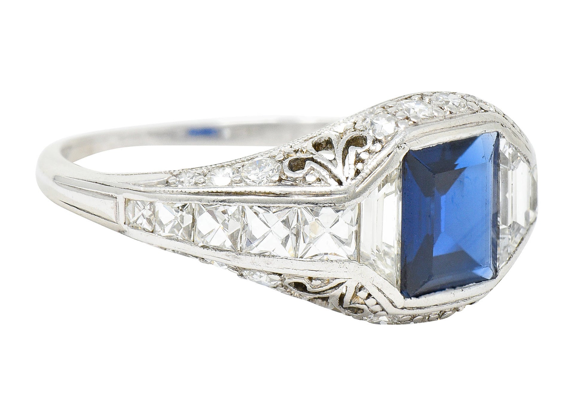 Art Deco Tiffany & Co. Sapphire Diamond Platinum Dinner RingRing - Wilson's Estate Jewelry