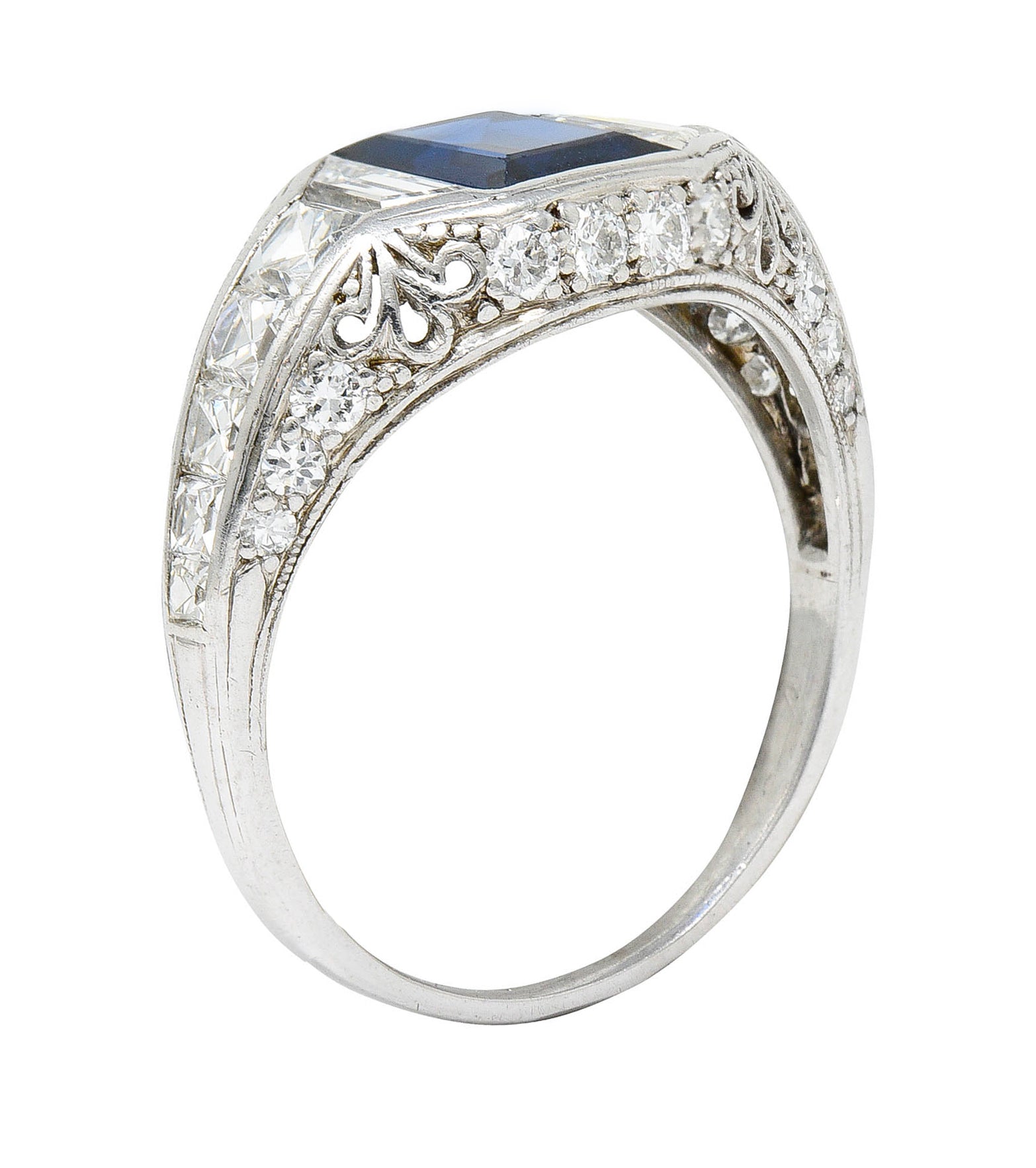 Art Deco Tiffany & Co. Sapphire Diamond Platinum Dinner RingRing - Wilson's Estate Jewelry