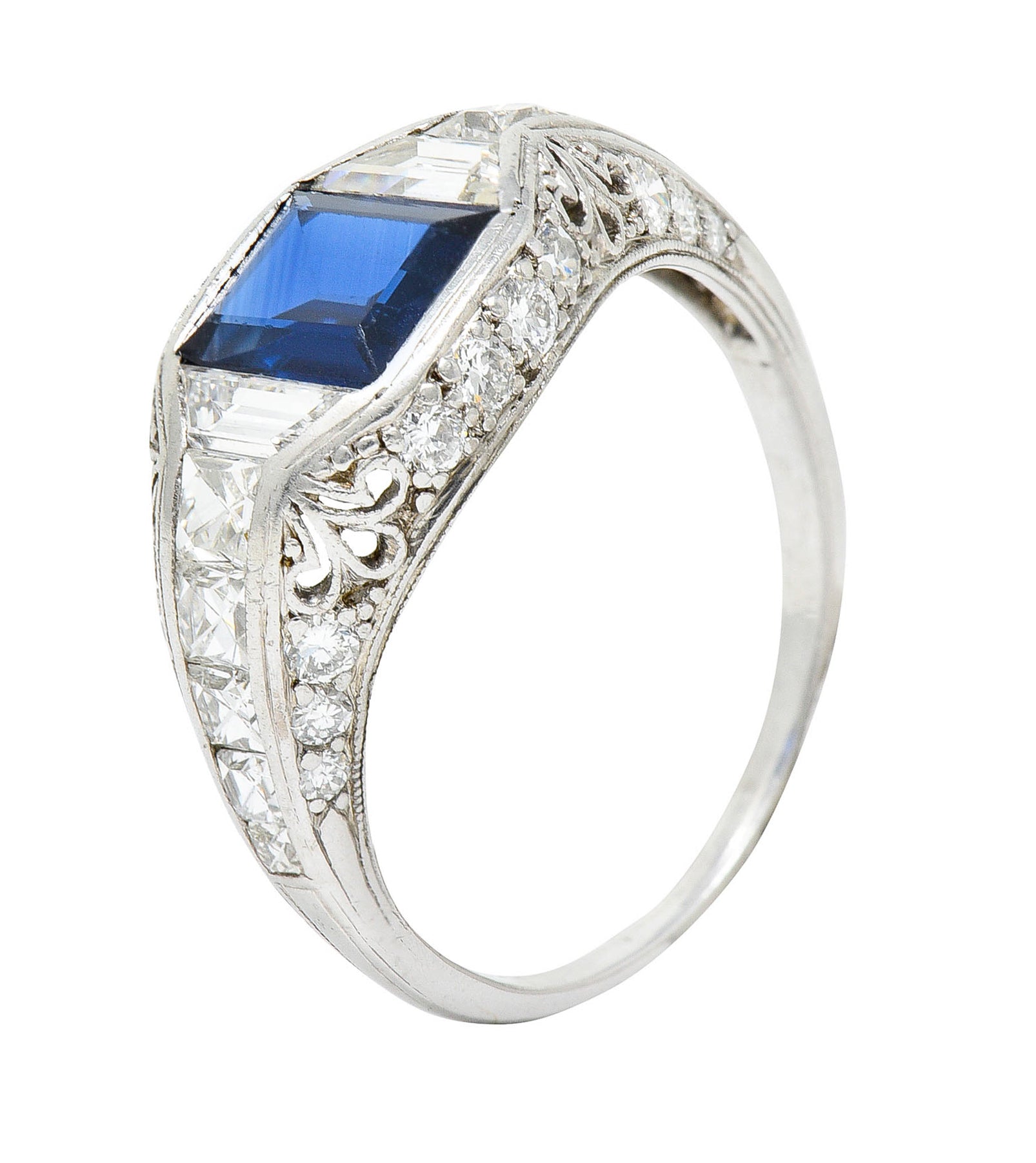 Art Deco Tiffany & Co. Sapphire Diamond Platinum Dinner RingRing - Wilson's Estate Jewelry