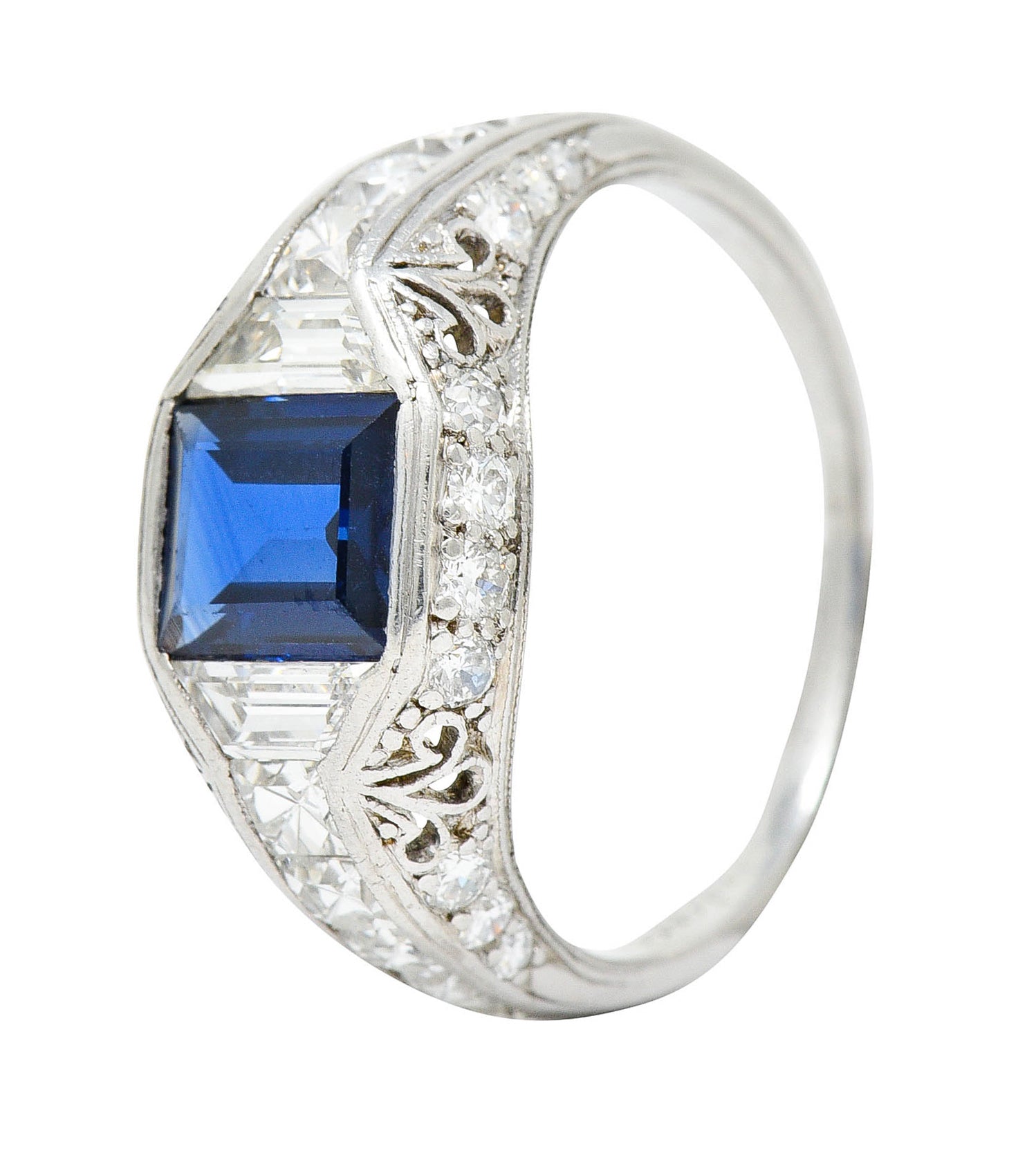 Art Deco Tiffany & Co. Sapphire Diamond Platinum Dinner RingRing - Wilson's Estate Jewelry