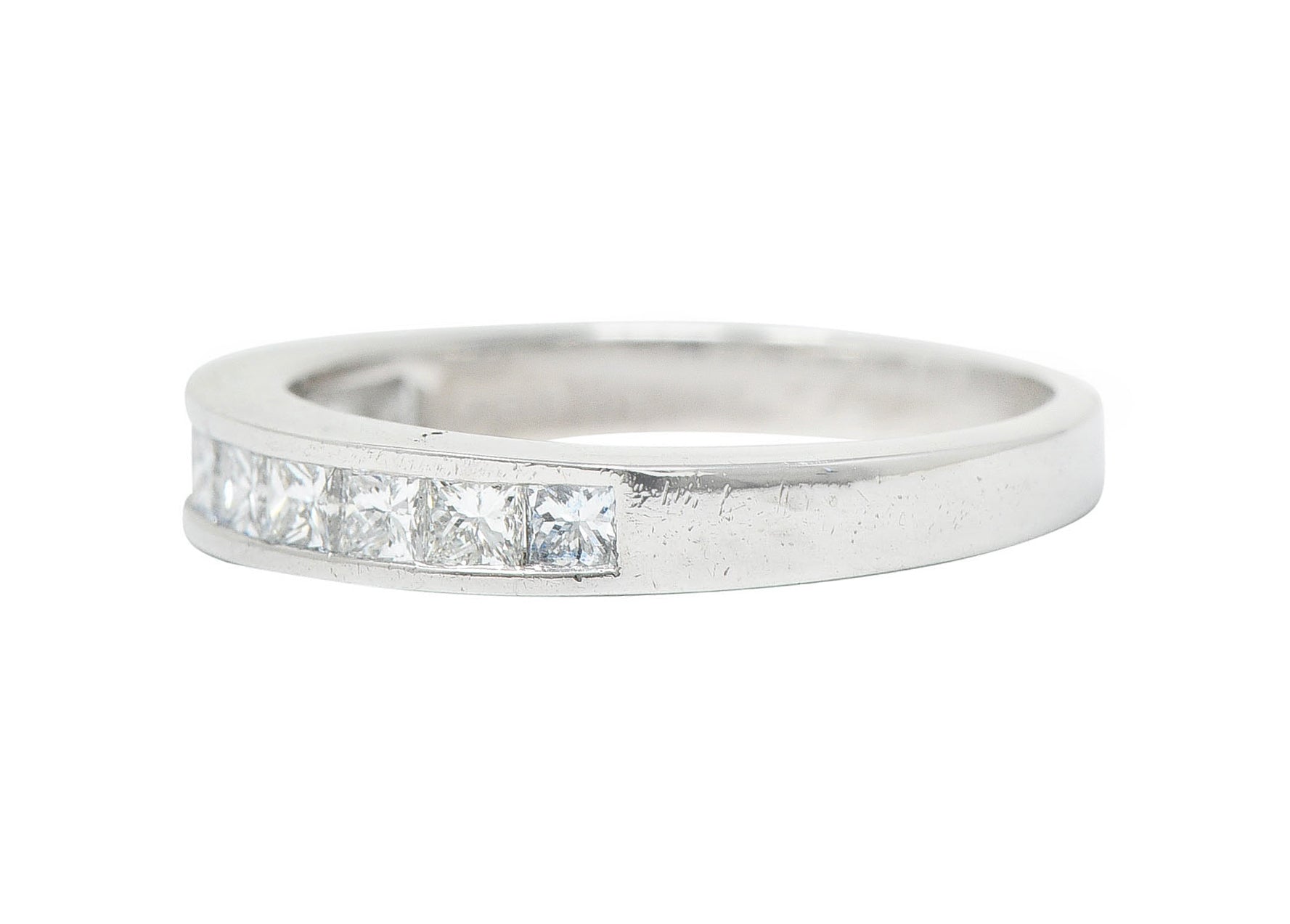 Contemporary 0.55 CTW Princess Diamond Platinum Channel Band RingRing - Wilson's Estate Jewelry