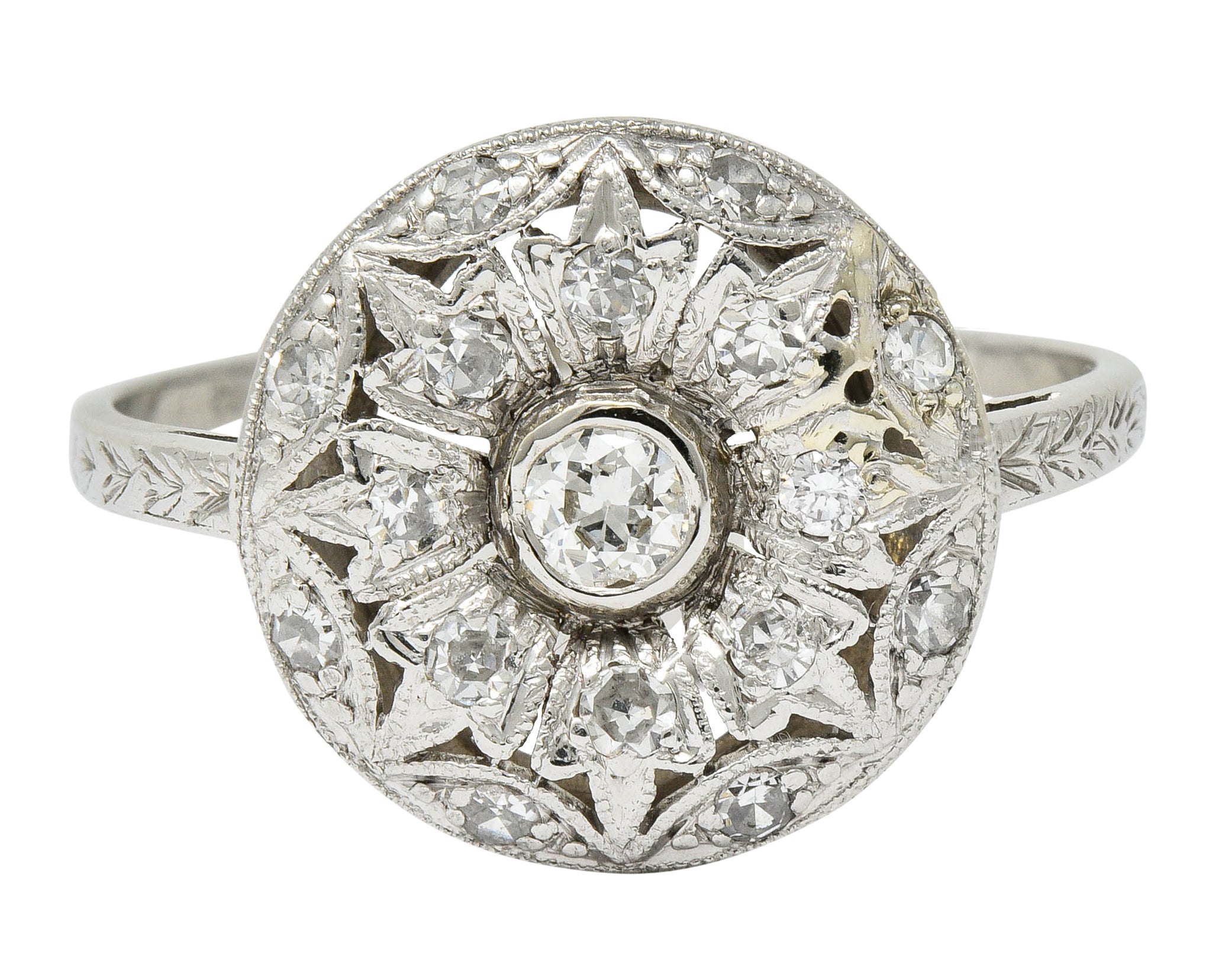 Art Deco 0.45 CTW Diamond Platinum Floral Dinner RingRing - Wilson's Estate Jewelry