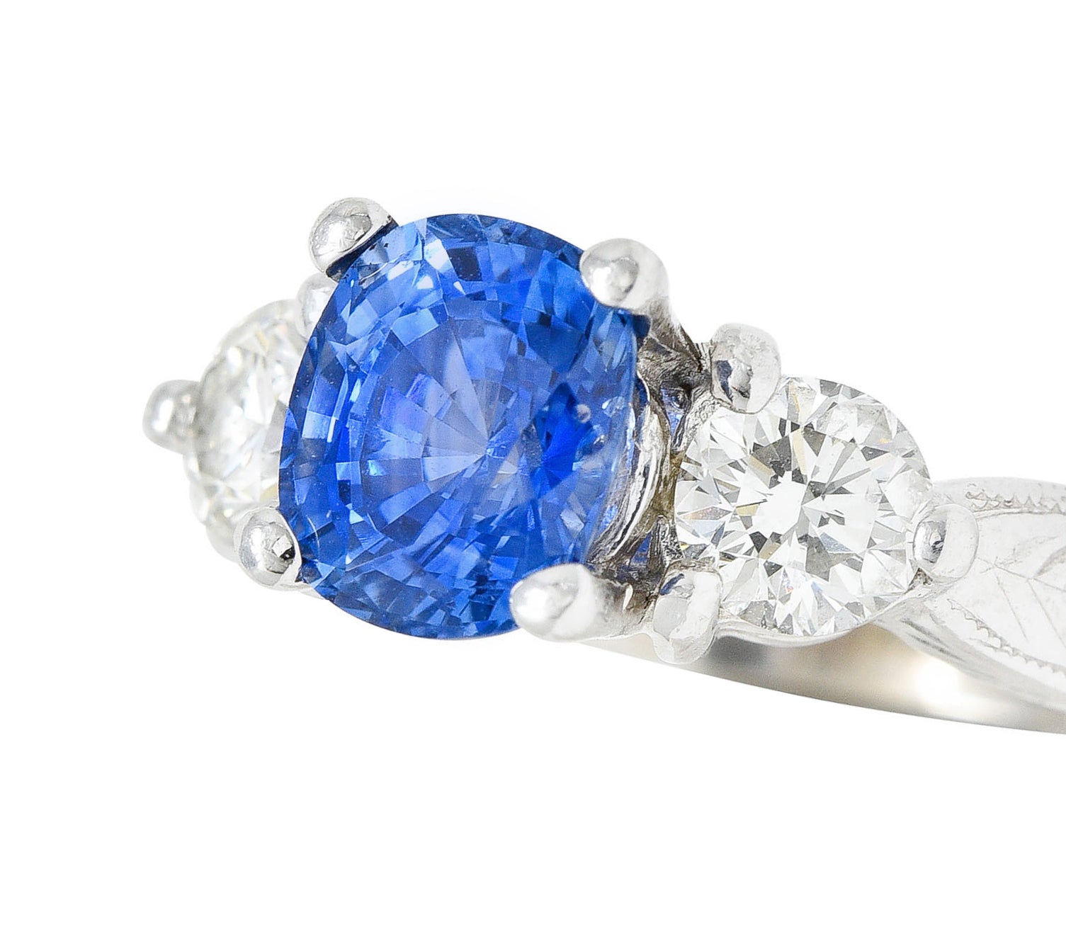 Contemporary 2.62 CTW Sapphire Diamond 14 Karat White Gold RingRing - Wilson's Estate Jewelry