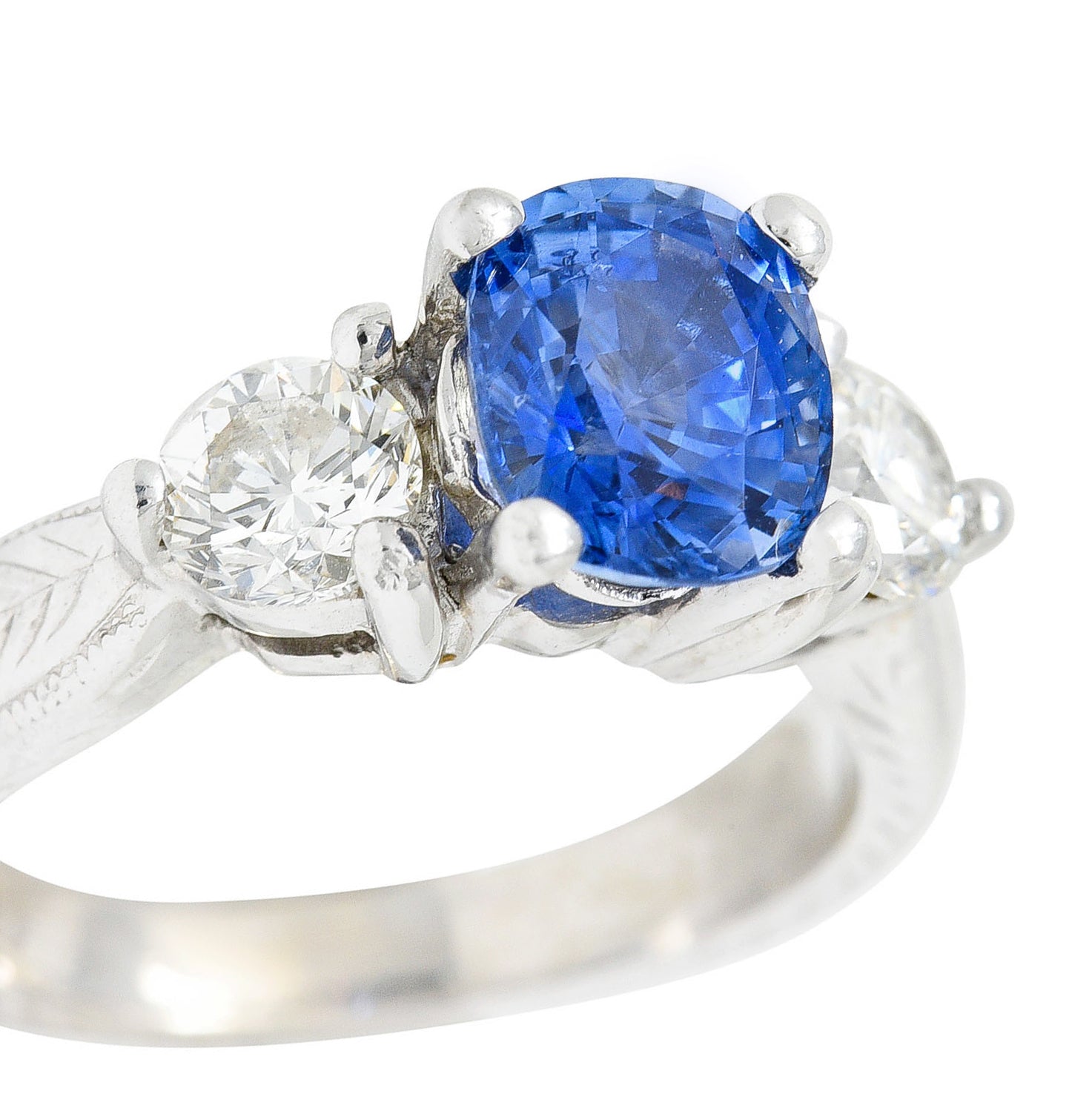 Contemporary 2.62 CTW Sapphire Diamond 14 Karat White Gold RingRing - Wilson's Estate Jewelry