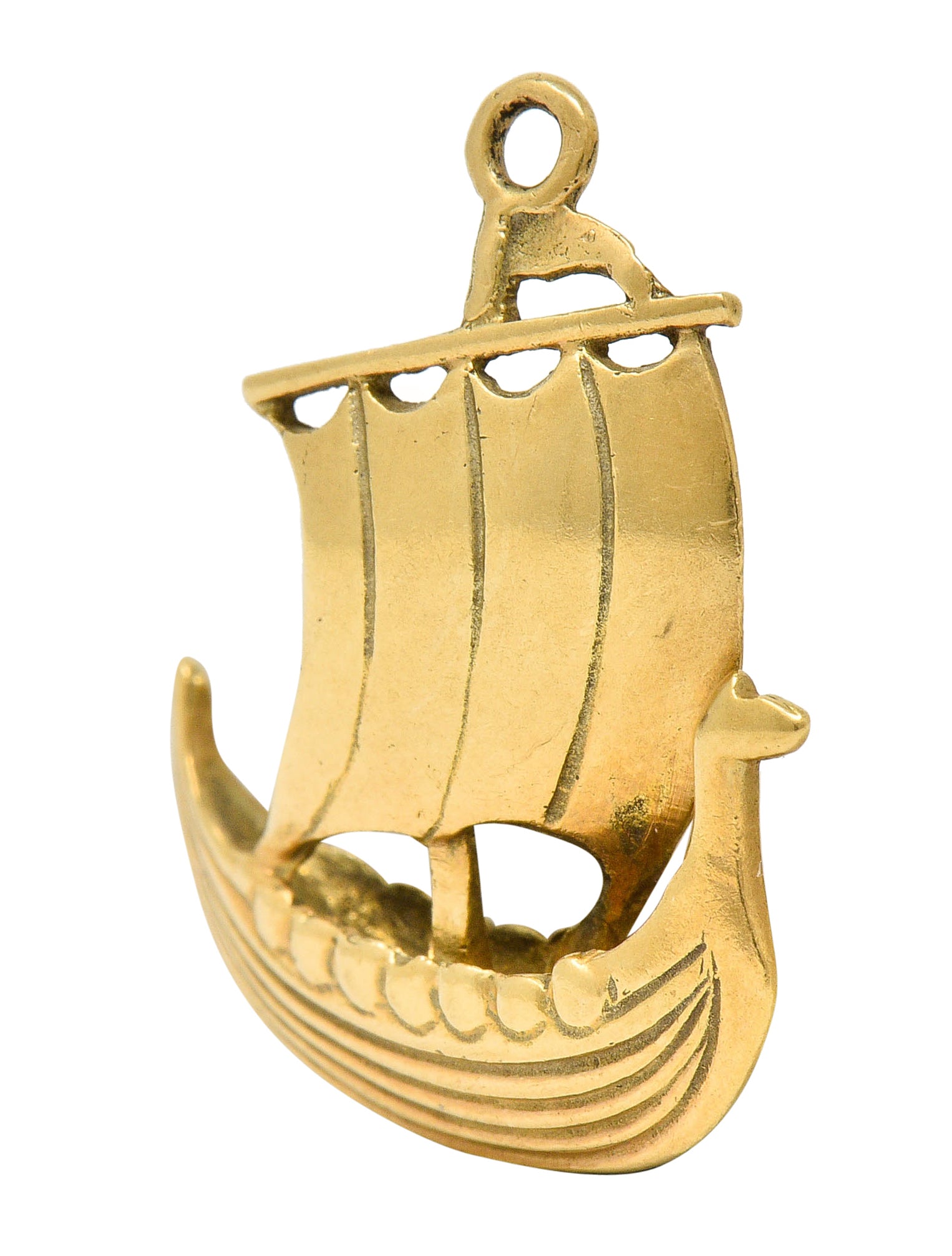 Art Nouveau 14 Karat Gold Viking Longship Charmcharm - Wilson's Estate Jewelry