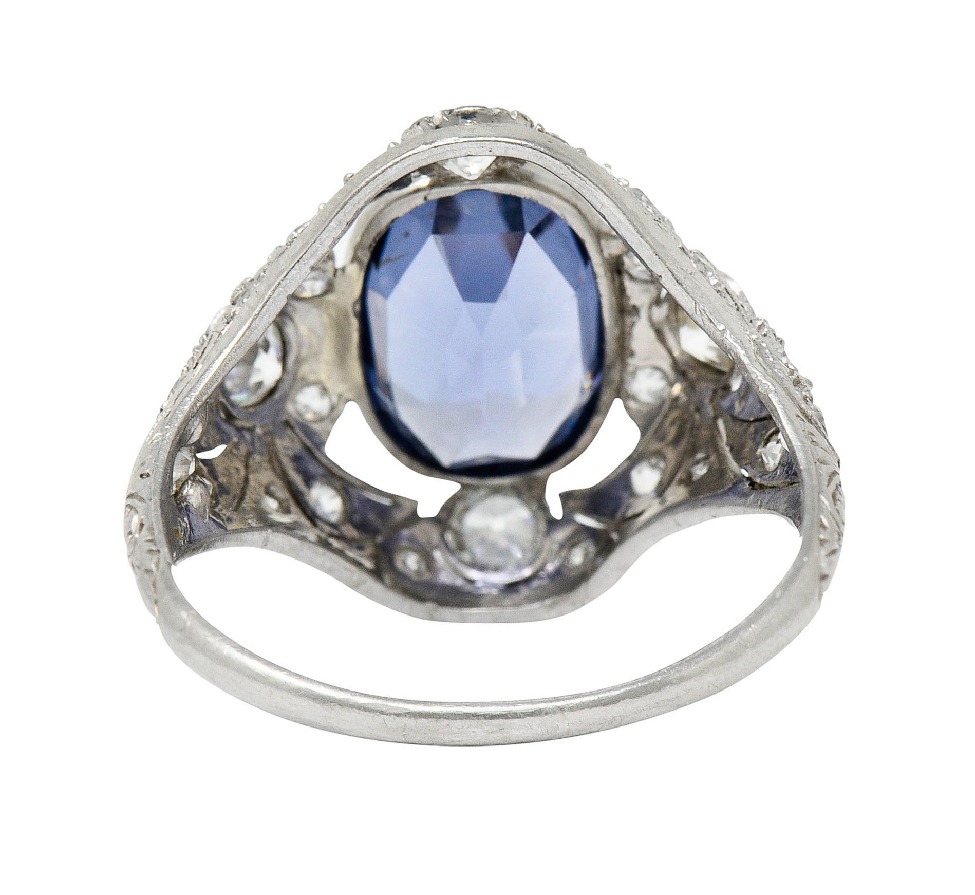 Edwardian 4.97 CTW No Heat Color-Changing Spinel Diamond Platinum Dinner Ring GIARing - Wilson's Estate Jewelry