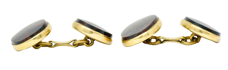 W.F. Cory & Bro. Art Nouveau Bloodstone 14 Karat Gold Men's CufflinksCufflinks - Wilson's Estate Jewelry