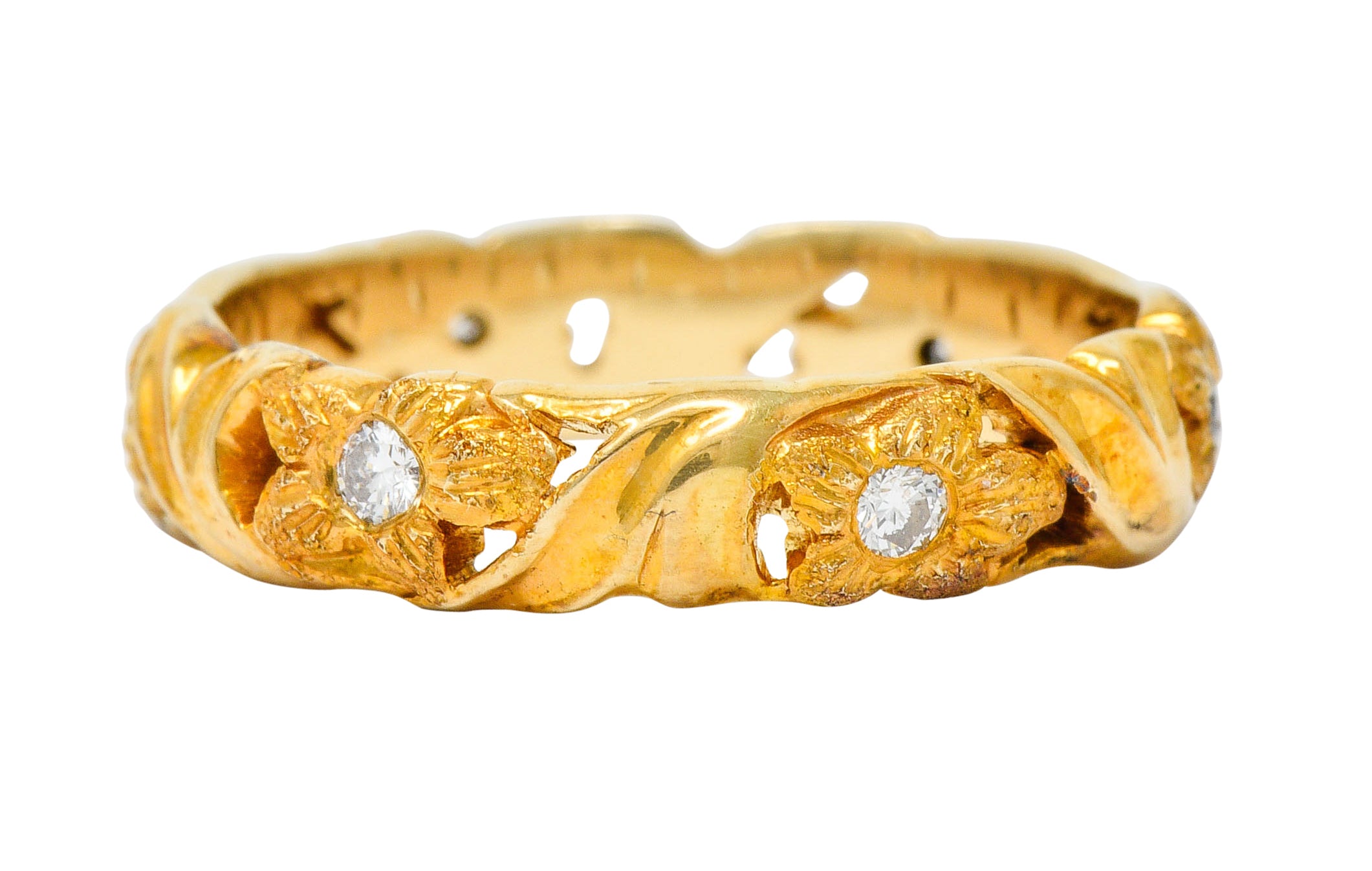 Jabel Diamond 14 Karat Gold Dogwood Flower Band Ring ContemporaryRing - Wilson's Estate Jewelry