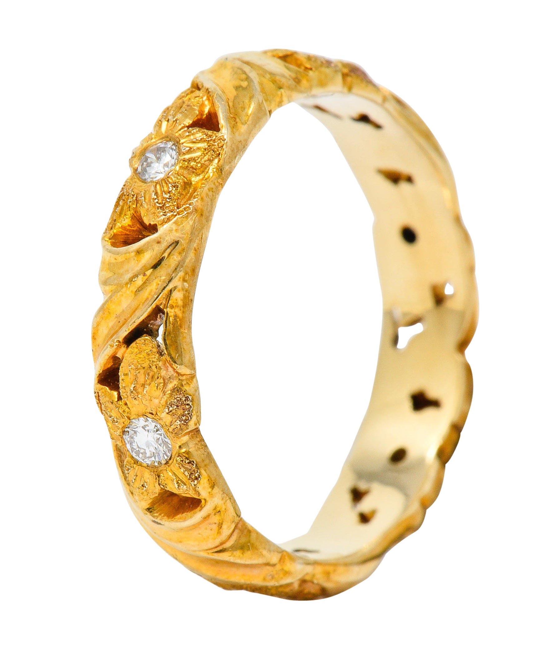 Jabel Diamond 14 Karat Gold Dogwood Flower Band Ring ContemporaryRing - Wilson's Estate Jewelry