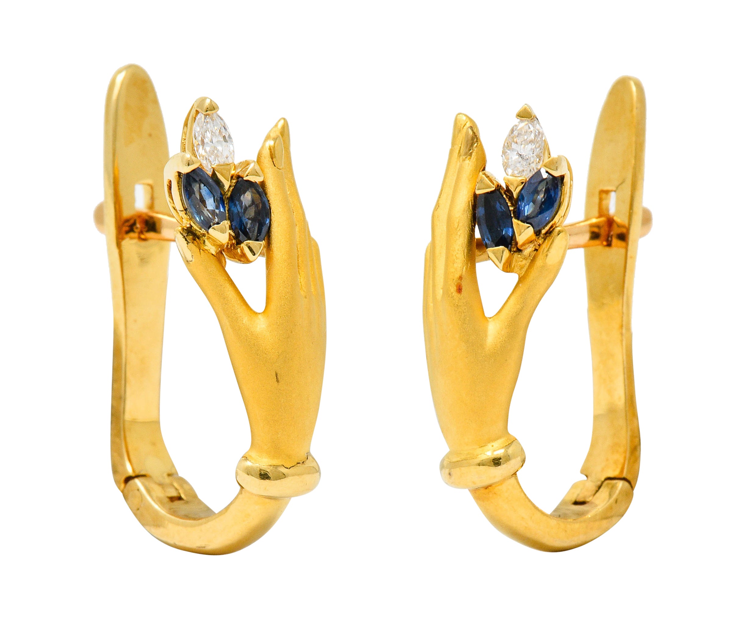 Carrera y Carrera Sapphire Diamond 18 Karat Gold Las Manos EarringsEarrings - Wilson's Estate Jewelry