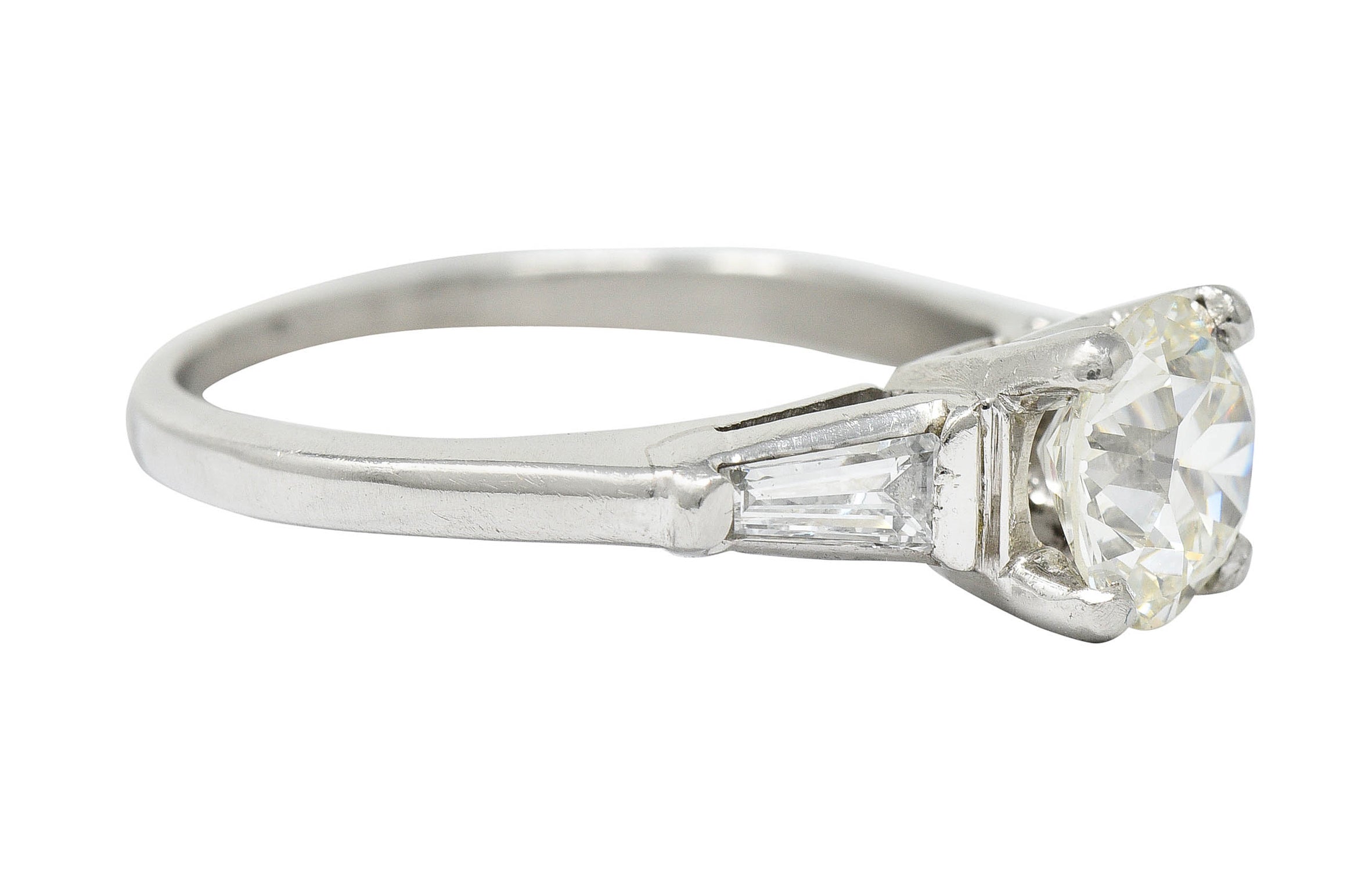 1950's Mid-Century 1.59 CTW Diamond Platinum Engagement Ring GIARing - Wilson's Estate Jewelry