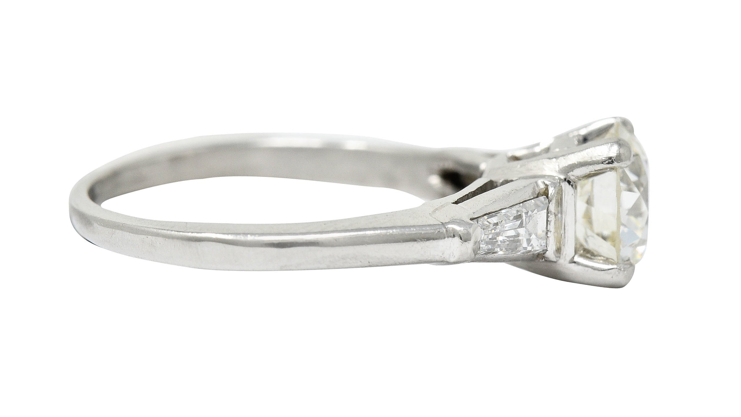 1950's Mid-Century 1.59 CTW Diamond Platinum Engagement Ring GIARing - Wilson's Estate Jewelry