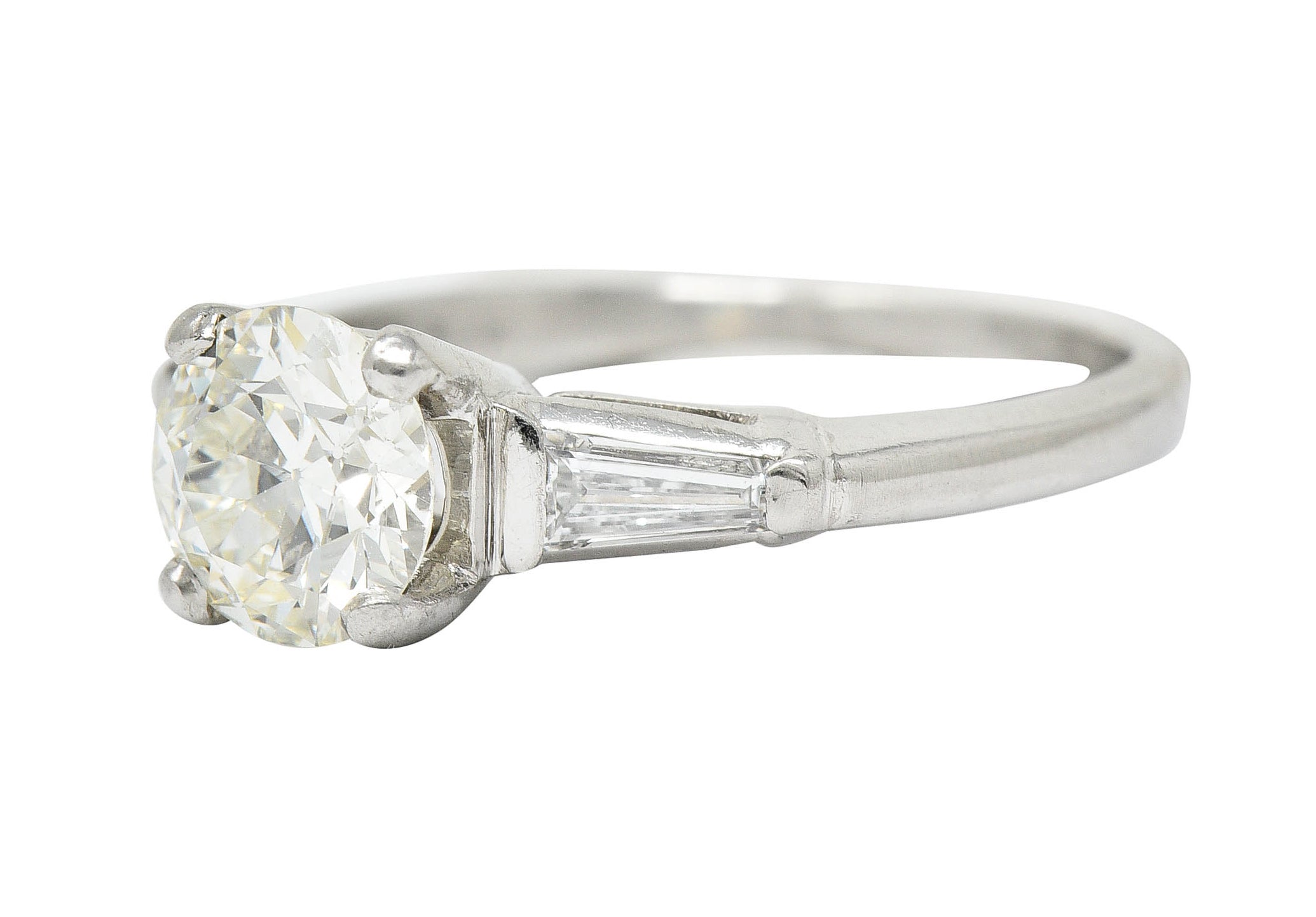 1950's Mid-Century 1.59 CTW Diamond Platinum Engagement Ring GIARing - Wilson's Estate Jewelry