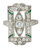 Art Deco 1.15 CTW Diamond Emerald Platinum Dinner RingRing - Wilson's Estate Jewelry