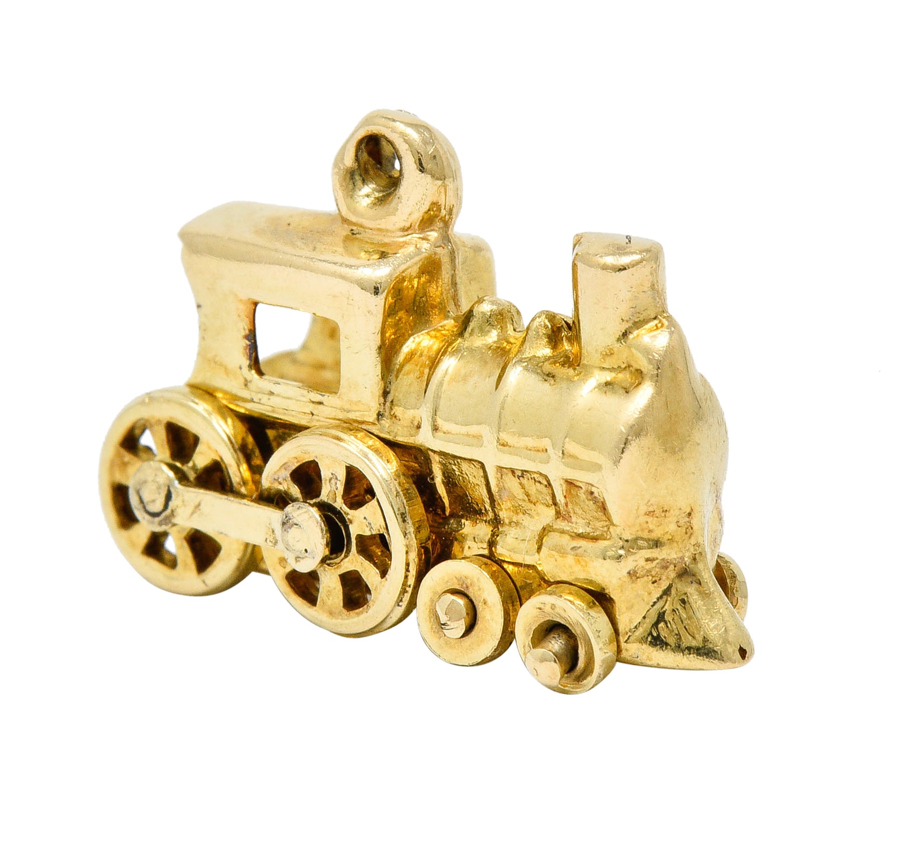 Vintage 14 Karat Gold Steam Engine Train Charmcharm - Wilson's Estate Jewelry