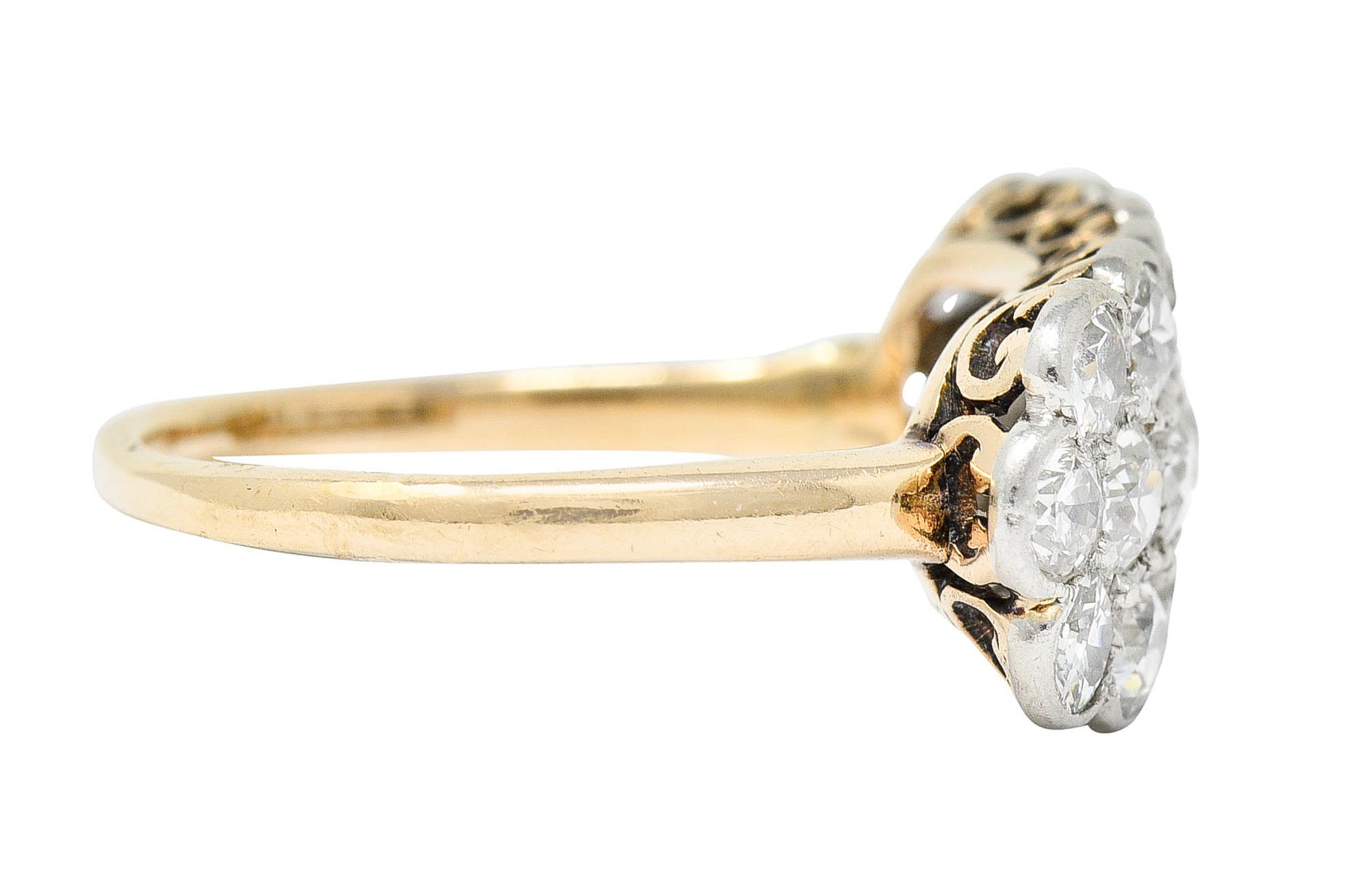 Edwardian 2.00 CTW Diamond Platinum-Topped 14 Karat Gold Cluster Band RingRing - Wilson's Estate Jewelry