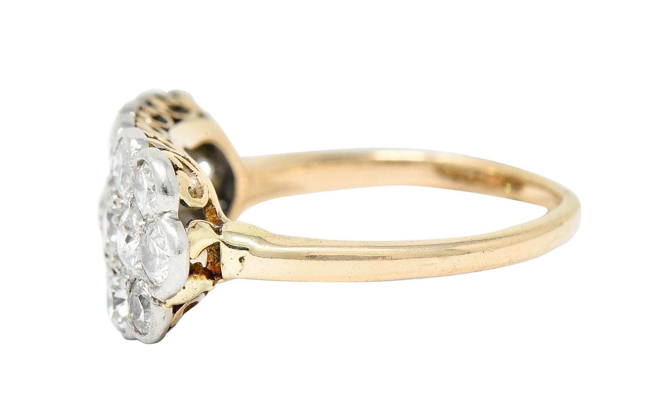 Edwardian 2.00 CTW Diamond Platinum-Topped 14 Karat Gold Cluster Band RingRing - Wilson's Estate Jewelry