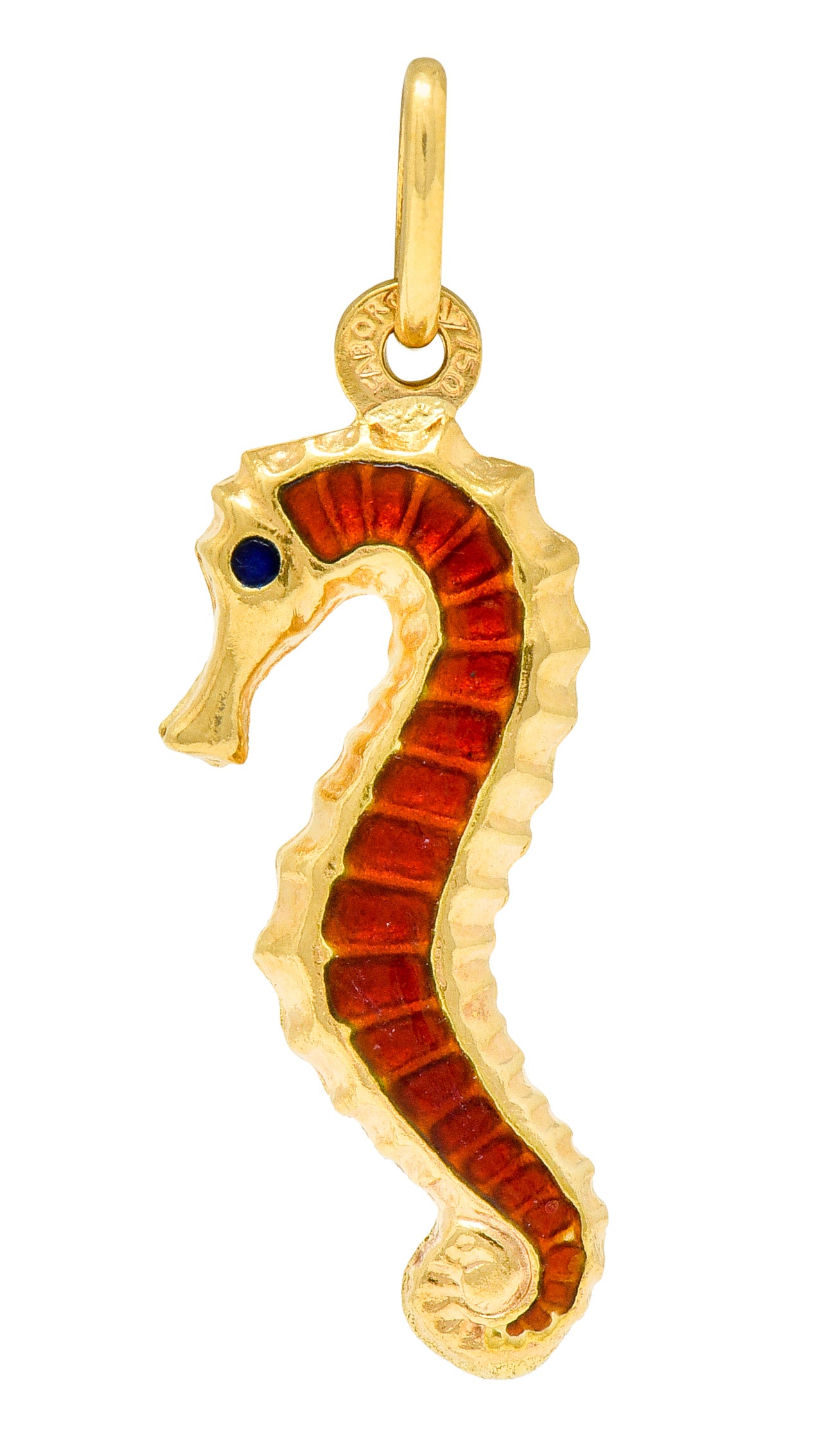 Vintage Italian Enamel 18 Karat Gold Seahorse Charm Circa 1960 - Wilson's Estate Jewelry