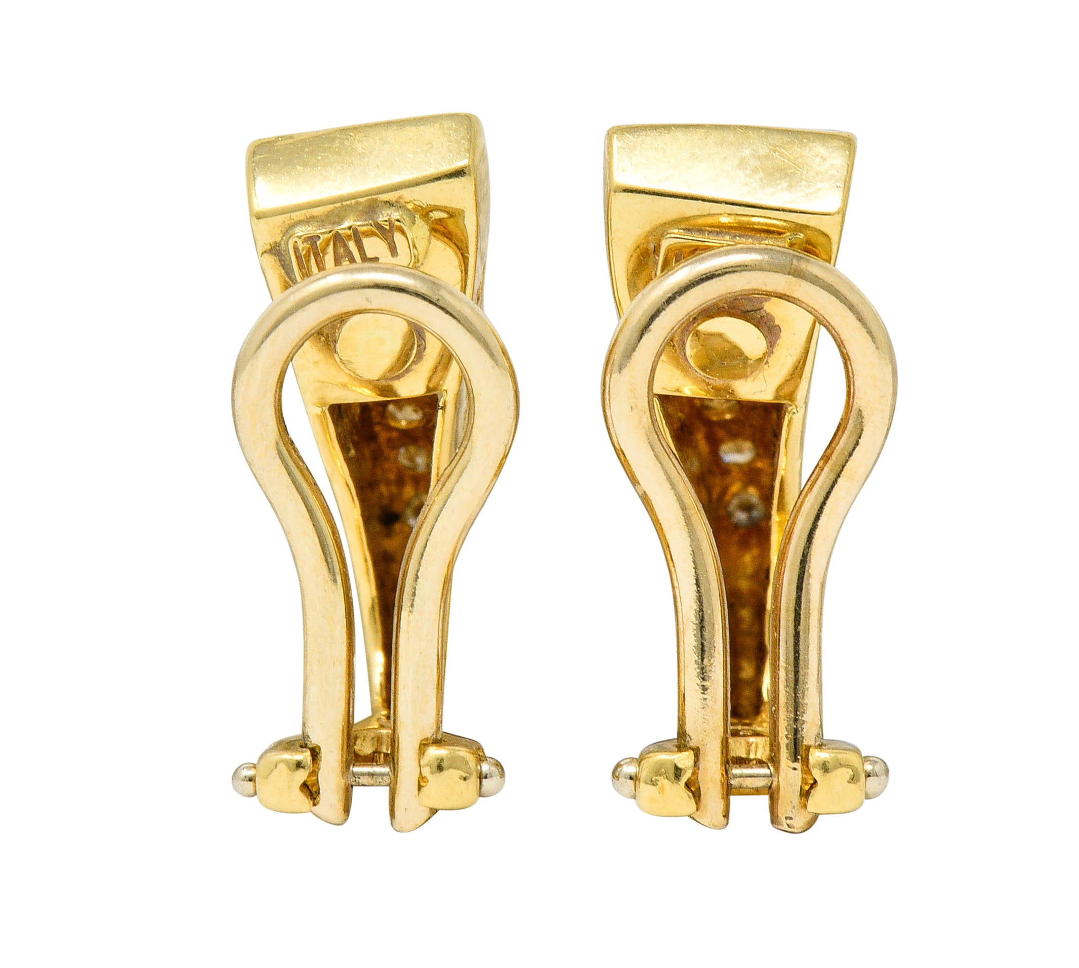 Unoaerre Diamond 18 Karat Gold Italian Huggie Ear-Clip EarringsEarrings - Wilson's Estate Jewelry