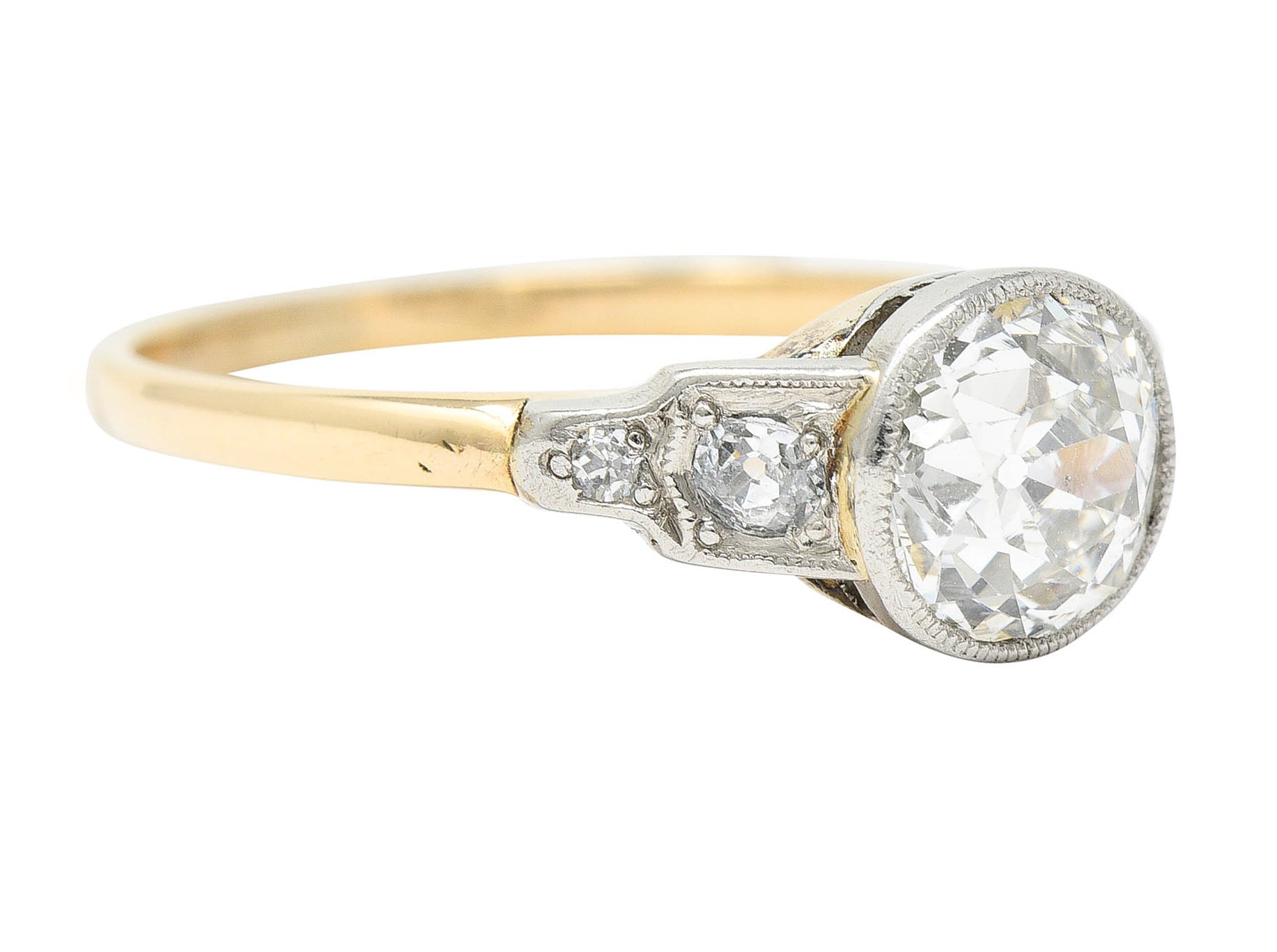 Edwardian 1.40 CTW Diamond Platinum-Topped 14 Karat Gold Engagement RingRing - Wilson's Estate Jewelry