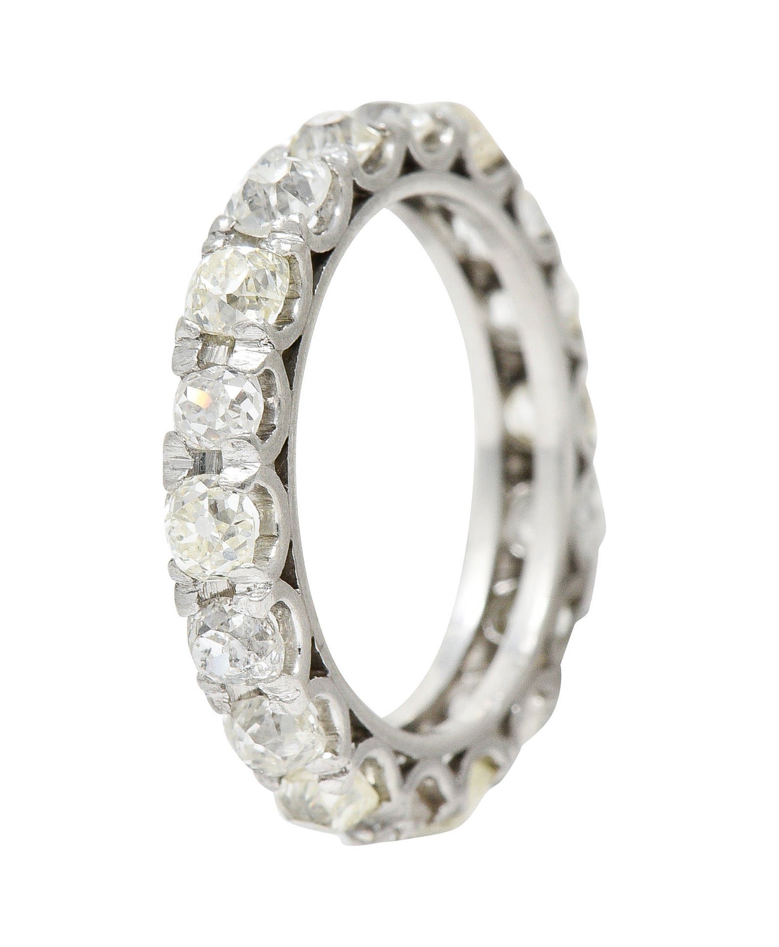 Art Deco 2.50 CTW Old Mine Diamond Platinum Eternity Band RingRing - Wilson's Estate Jewelry