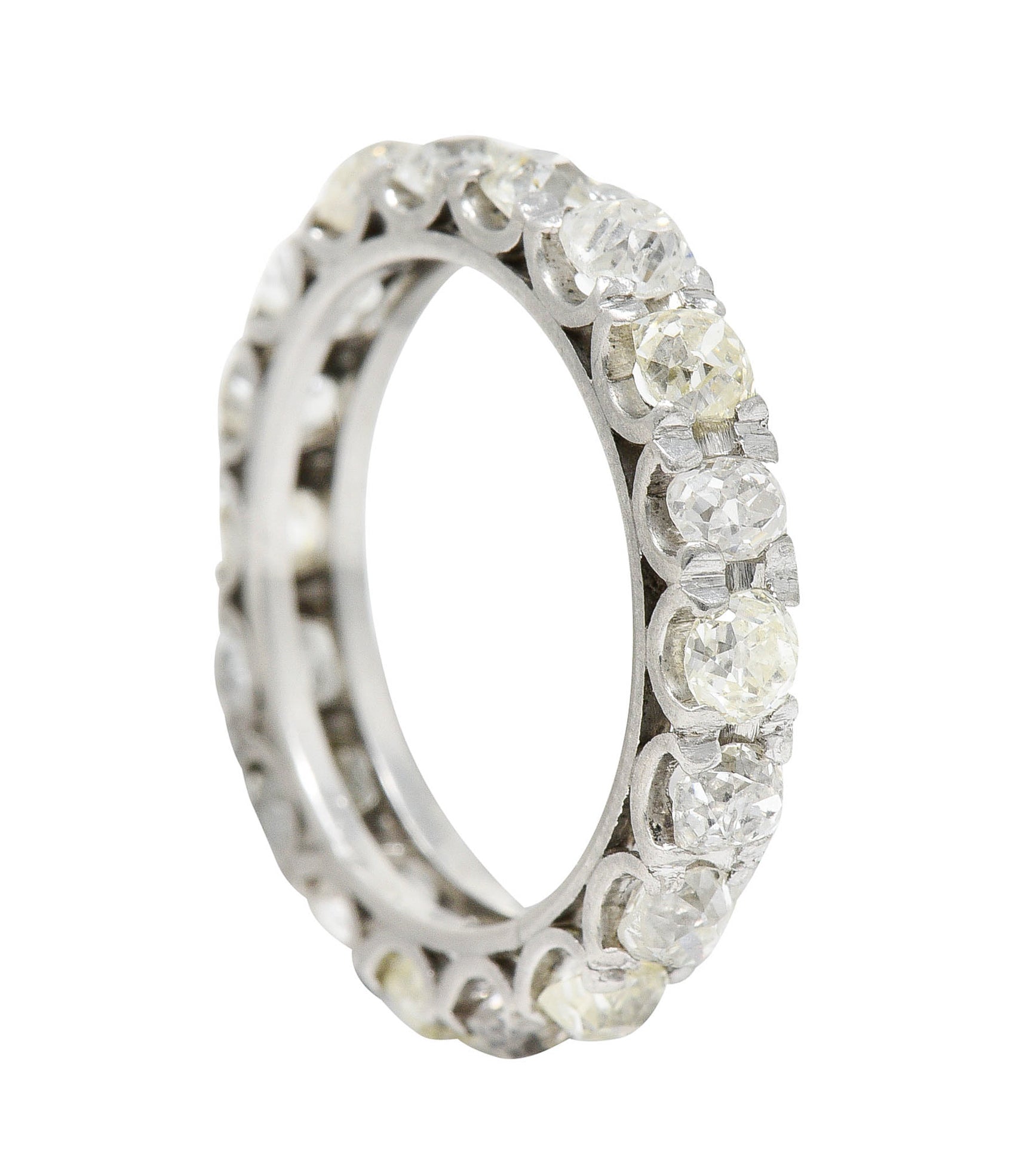 Art Deco 2.50 CTW Old Mine Diamond Platinum Eternity Band RingRing - Wilson's Estate Jewelry