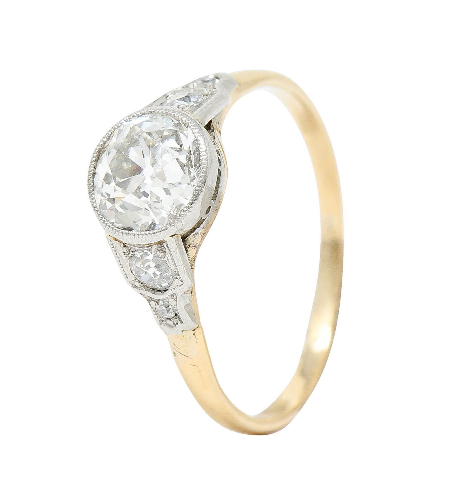 Edwardian 1.40 CTW Diamond Platinum-Topped 14 Karat Gold Engagement RingRing - Wilson's Estate Jewelry