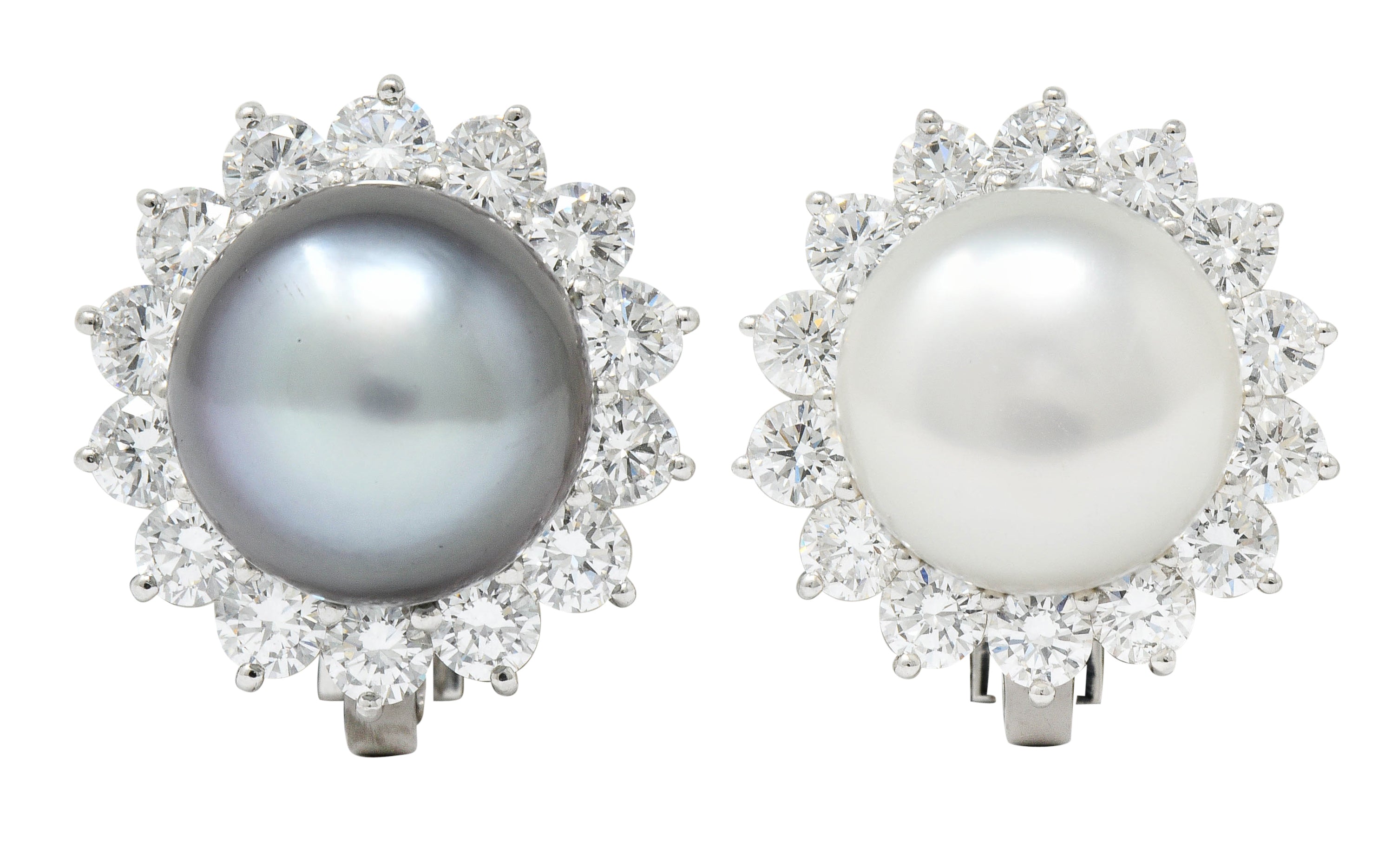 Tiffany & Co. South Sea Pearl 4.50 CTW Diamond Platinum Cluster EarringsEarrings - Wilson's Estate Jewelry