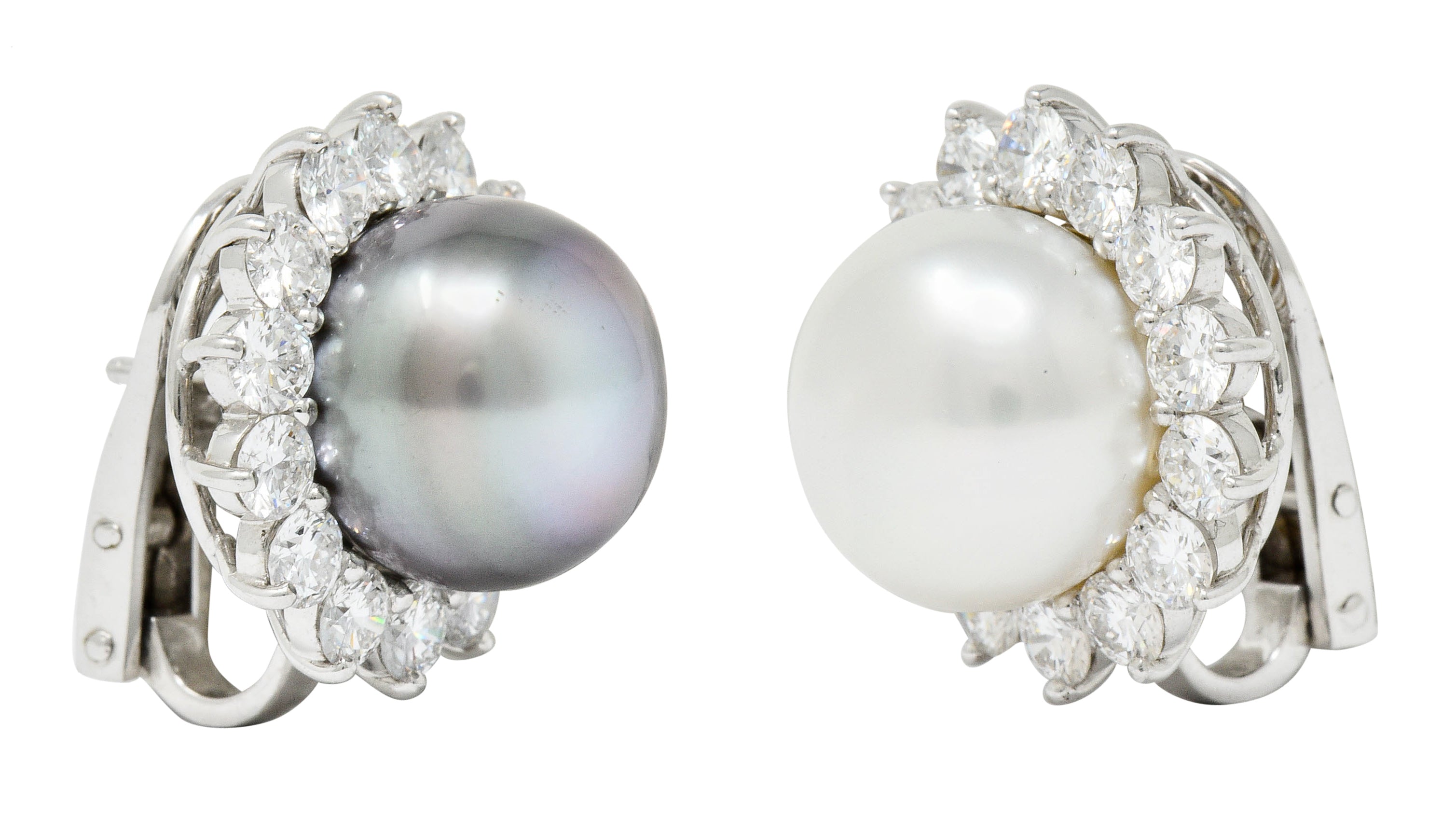 Tiffany & Co. South Sea Pearl 4.50 CTW Diamond Platinum Cluster EarringsEarrings - Wilson's Estate Jewelry