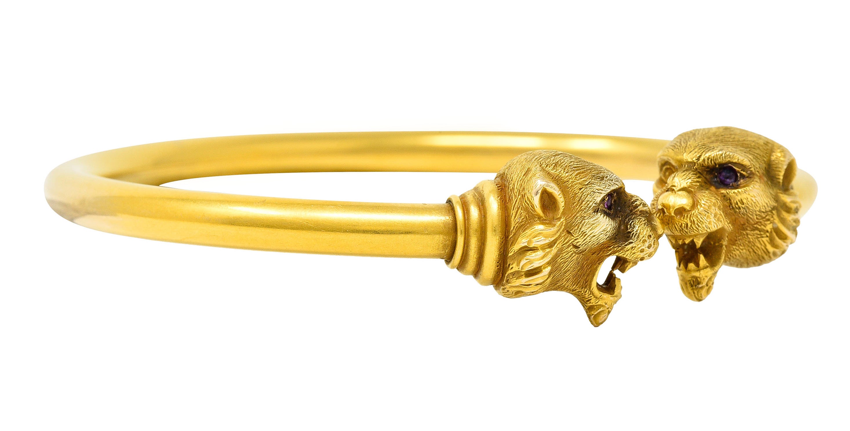 1900 Sloan & Co. Ruby 14 Karat Yellow Gold Lion Cuff Braceletbracelet - Wilson's Estate Jewelry