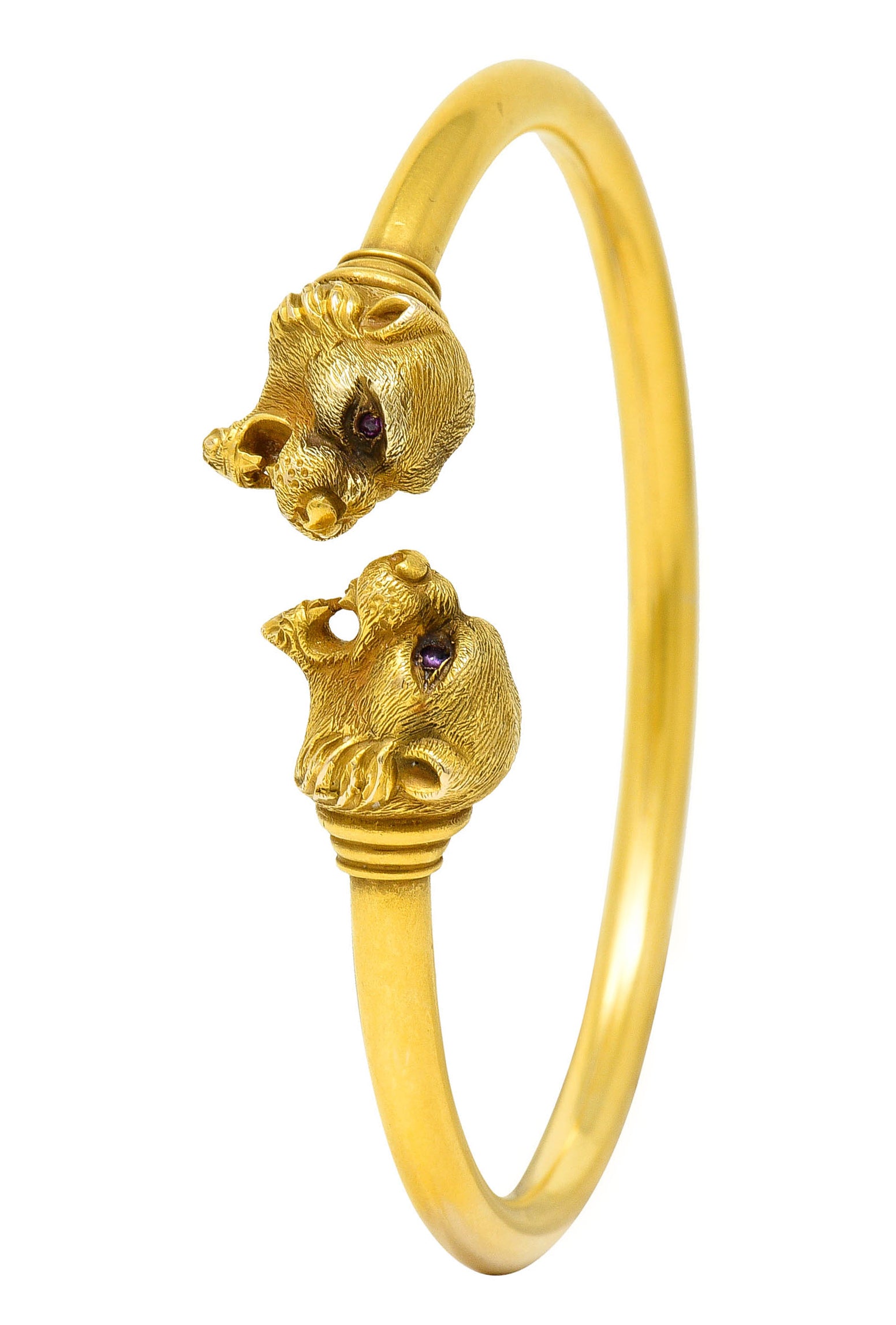 1900 Sloan & Co. Ruby 14 Karat Yellow Gold Lion Cuff Braceletbracelet - Wilson's Estate Jewelry