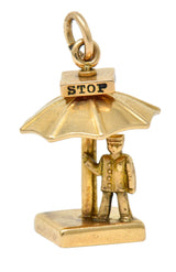 Walter Lampl Enamel 14 Karat Gold Traffic Stop Charmcharm - Wilson's Estate Jewelry