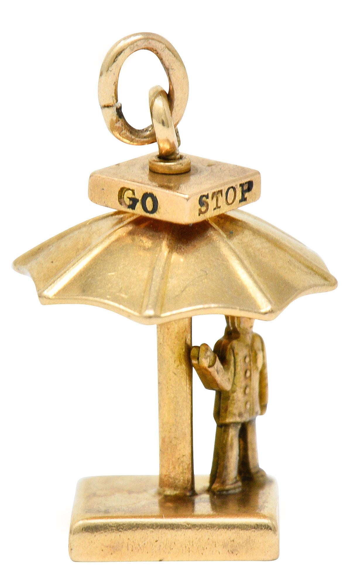 Walter Lampl Enamel 14 Karat Gold Traffic Stop Charmcharm - Wilson's Estate Jewelry