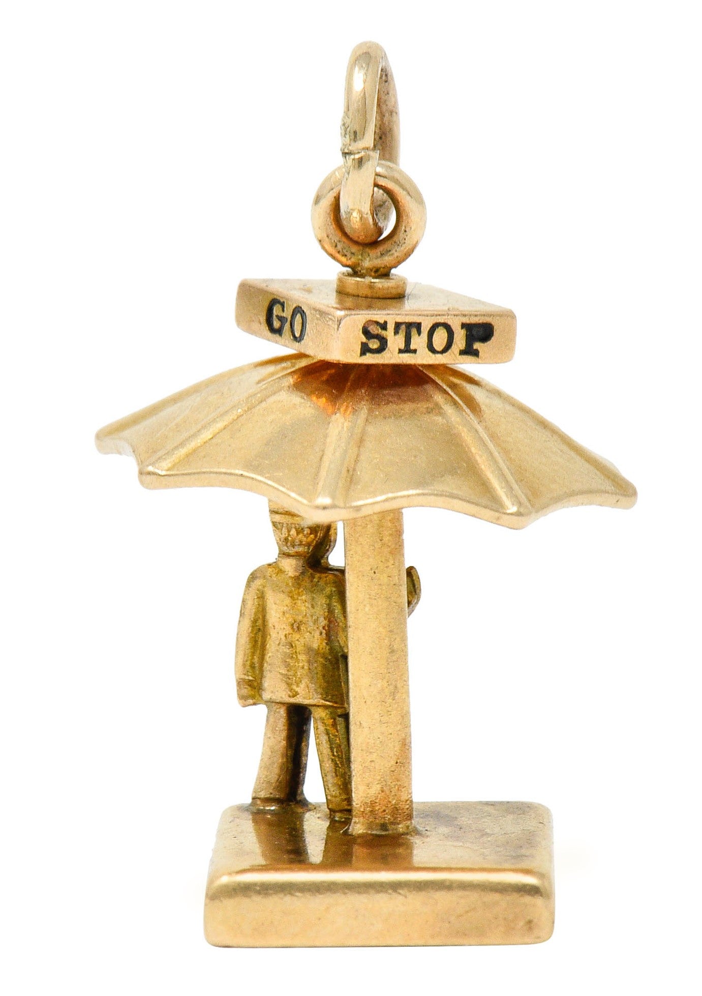 Walter Lampl Enamel 14 Karat Gold Traffic Stop Charmcharm - Wilson's Estate Jewelry