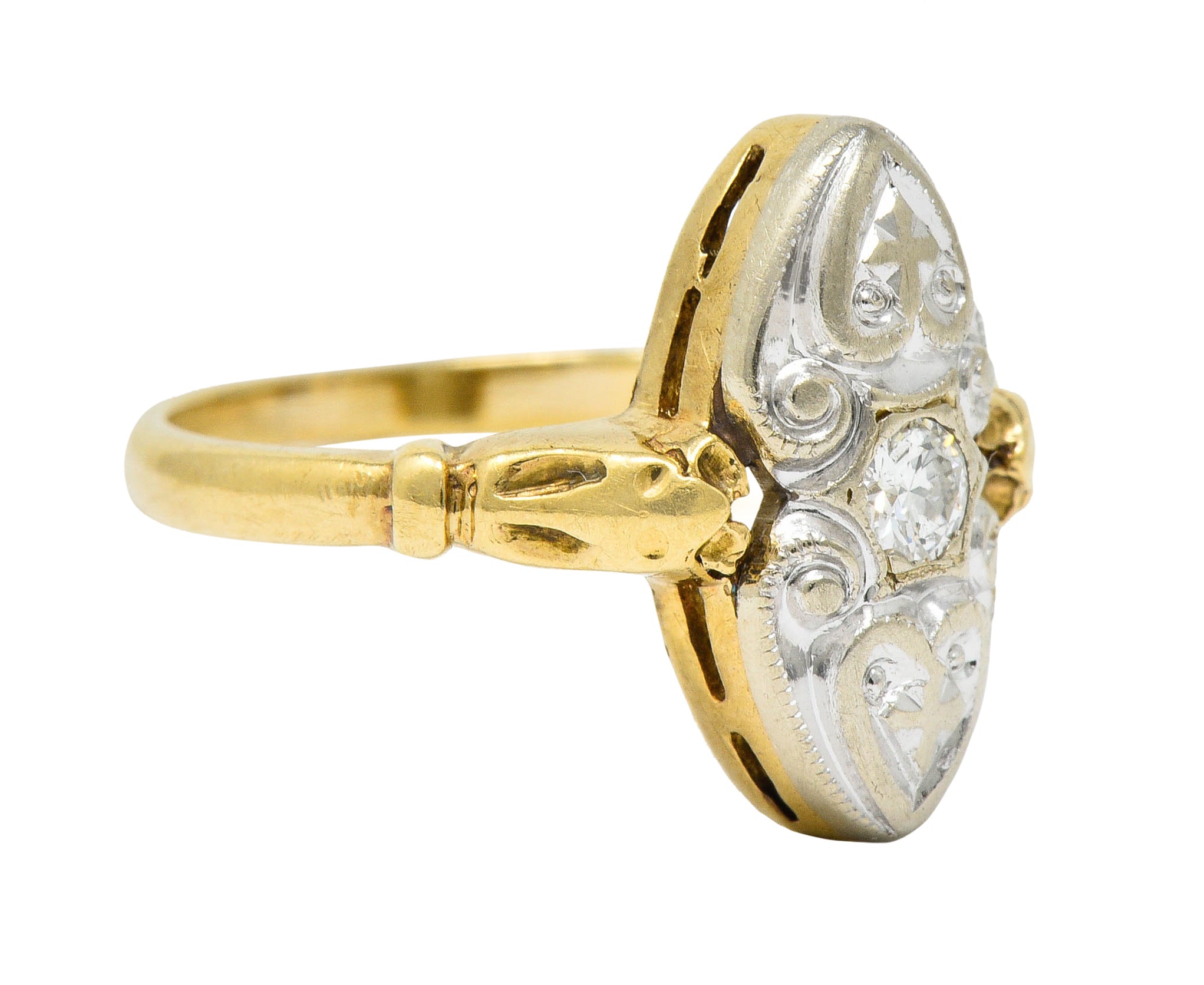 Art Deco Diamond 14 Karat Two-Tone Gold Dinner RingRing - Wilson's Estate Jewelry