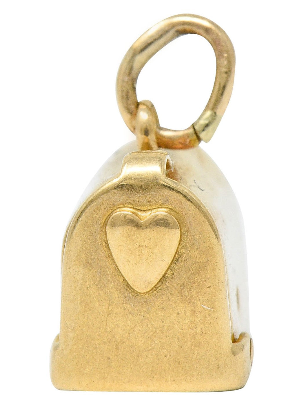 1940's Retro 14 Karat Gold Heart & Mailbox Charmcharm - Wilson's Estate Jewelry