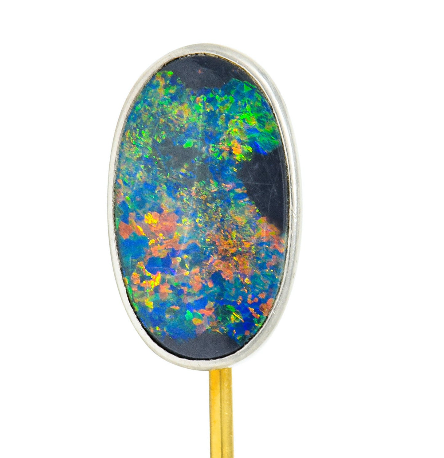 Tiffany & Co. Edwardian Black Opal Platinum 18 Karat Gold Stickpin - Wilson's Estate Jewelry