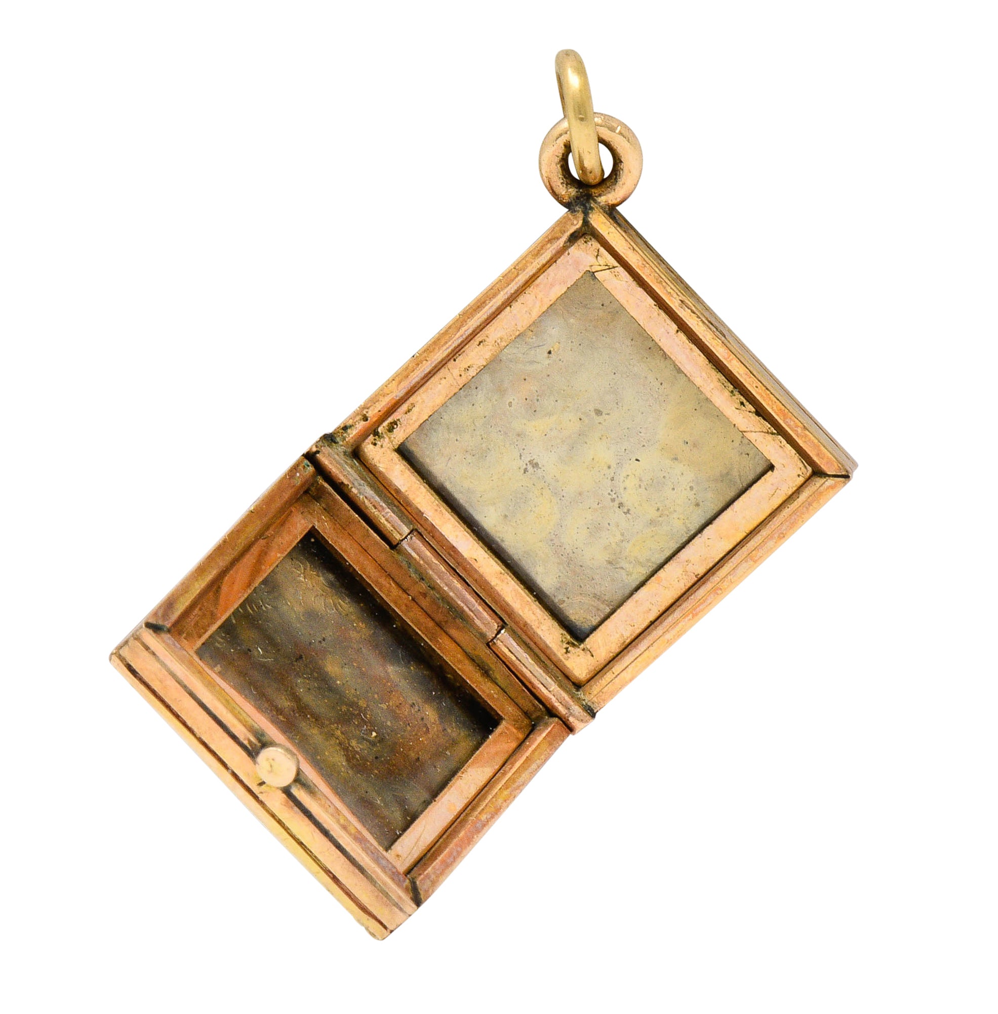 Art Nouveau Gold Landscape Locket Charm Circa 1900charm - Wilson's Estate Jewelry