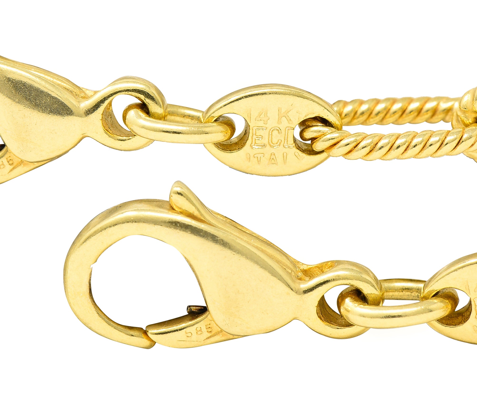## waiting for total weight .11111 1980's Ruby Sapphire Cabochon 14 Karat Yellow Gold Twisted Rope Vintage Paperclip Chain Station Necklace Bracelet Set Wilson's Estate Jewelry