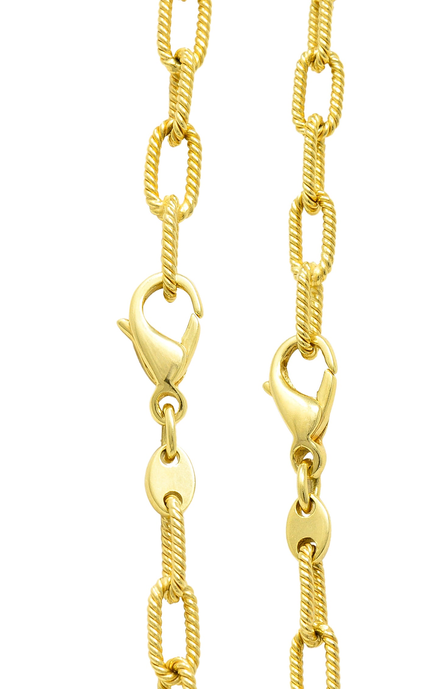 ## waiting for total weight .11111 1980's Ruby Sapphire Cabochon 14 Karat Yellow Gold Twisted Rope Vintage Paperclip Chain Station Necklace Bracelet Set Wilson's Estate Jewelry
